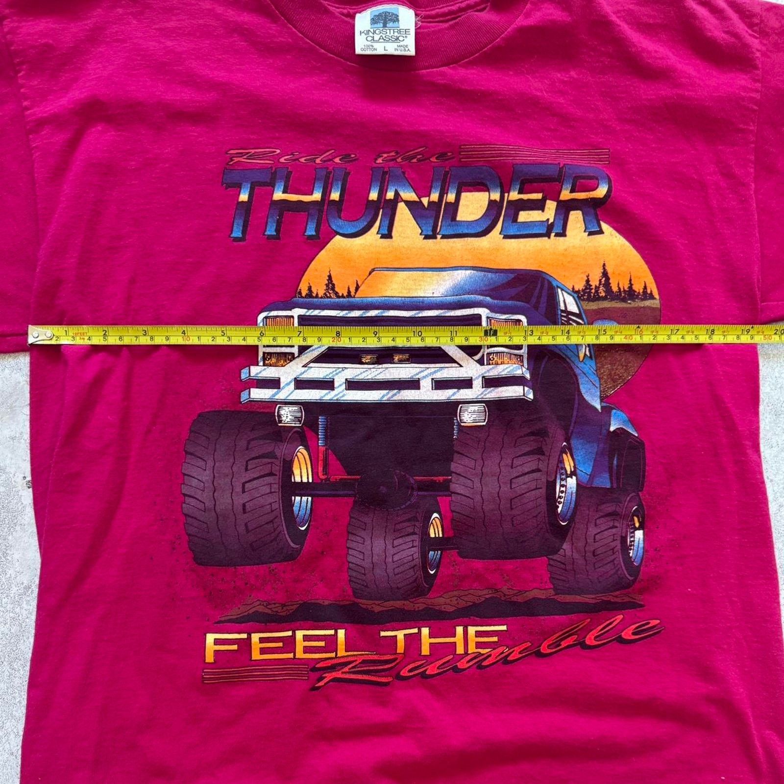 Vintage Vintage 90 Ride the Thunder Monster Truck T-Shirt Size Large Size US L / EU 52-54 / 3 - 5 Thumbnail