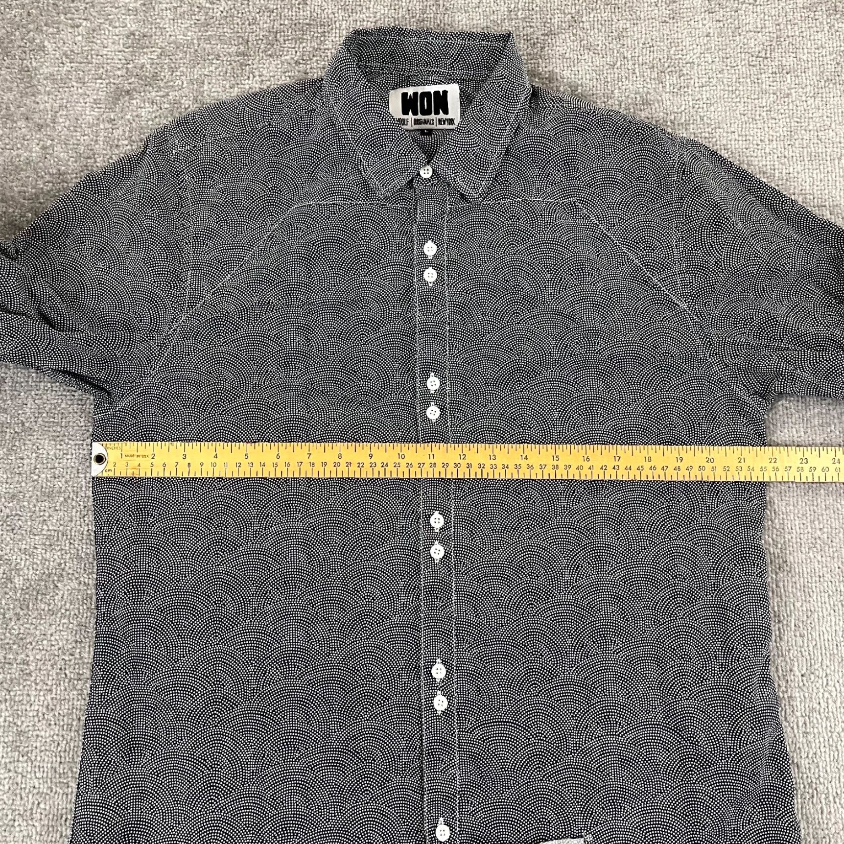 Sea New York WOOLF NEW YORK Shirt Mens Large White Black Abstract Geometric Button Up S/S WON Size US L / EU 52-54 / 3 - 5 Thumbnail