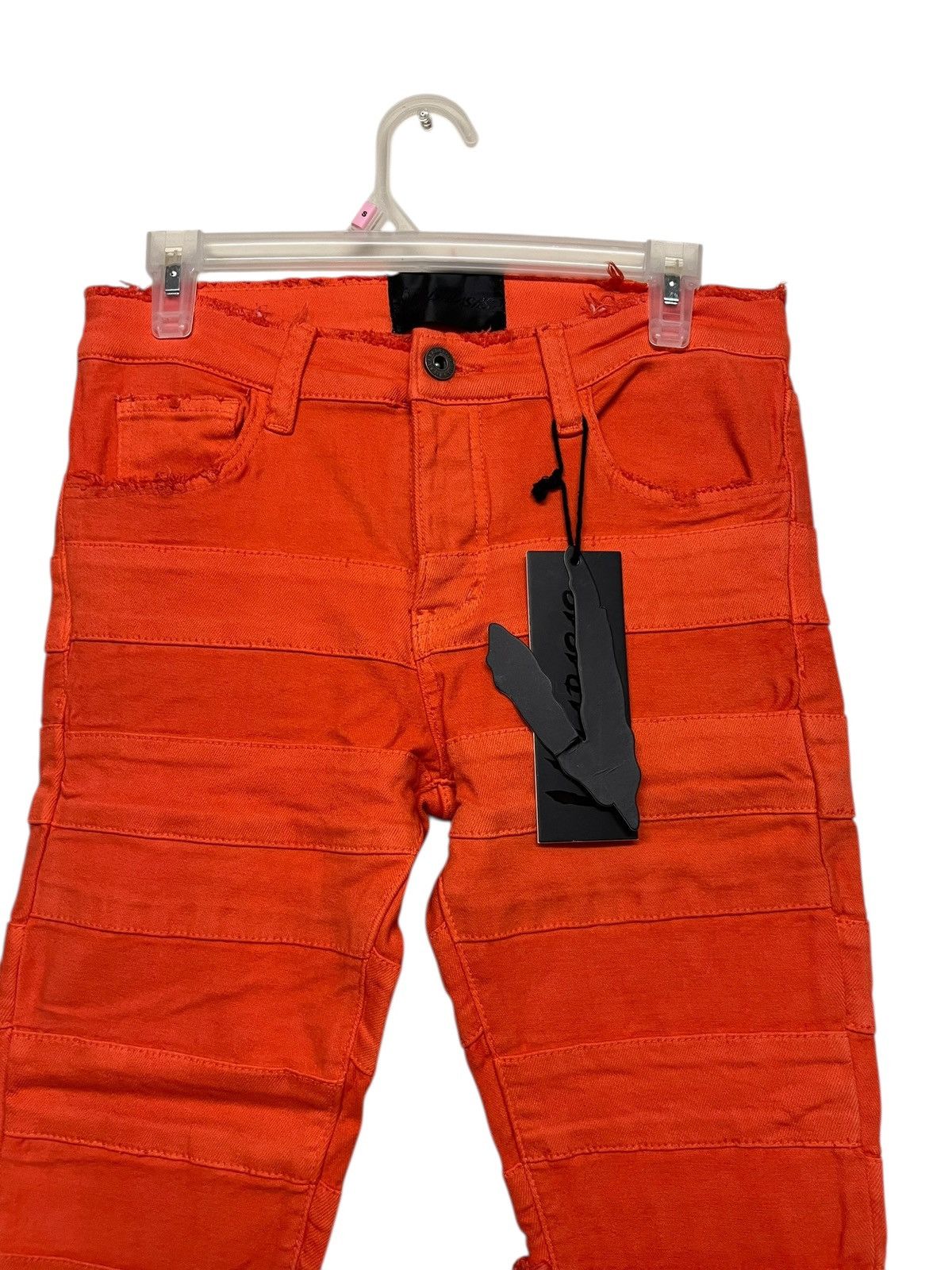 Valabasas Valabasas Stacked Distressed Denim Orange Patchwork Jeans Size US 30 / EU 46 - 6 Thumbnail