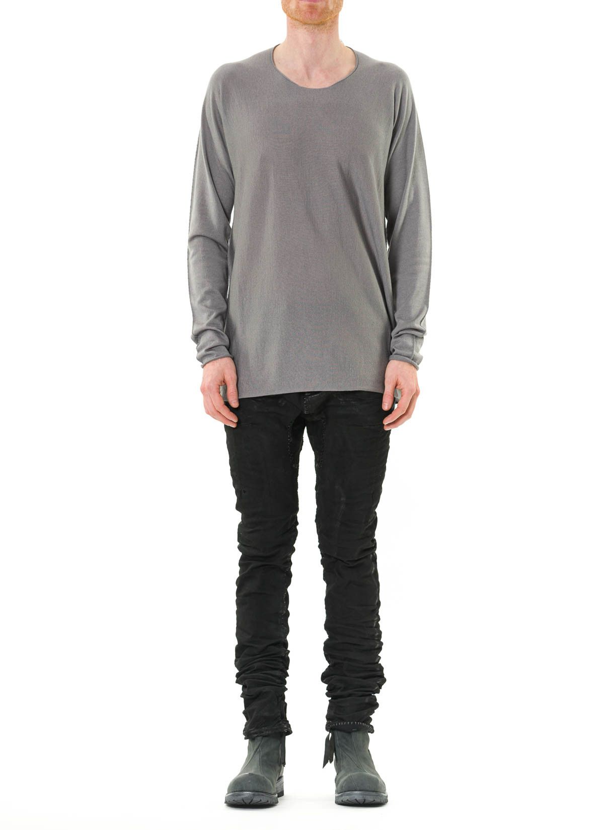 image of Label Under Construction Crewneck Arched Sweater in Light Grey, Men's (Size Large)