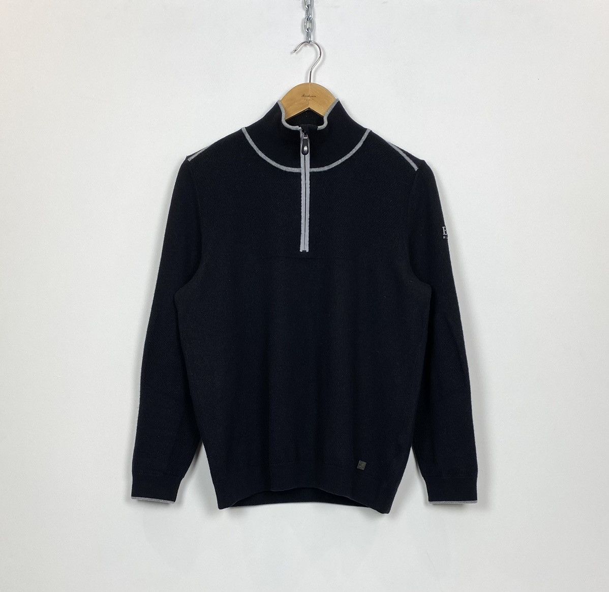 Designer Hugo Boss By Martin Kaymer 1/4 Zip Jumper Sweater Black knit Size US L / EU 52-54 / 3 - 1 Thumbnail