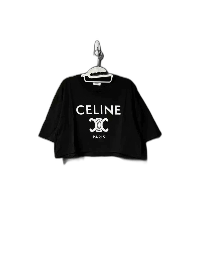 Celine Celine Short Sleeve Crop Top Black Size M / US 6-8 / IT 42-44 - 1 Thumbnail