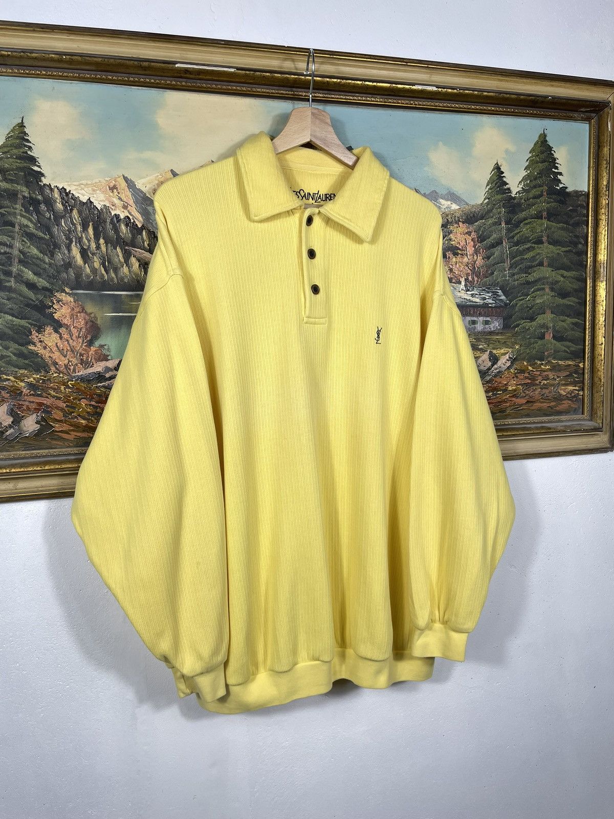 Designer × Vintage × Yves Saint Laurent Yves Saint Laurent YSL vintage 90s polo sweatshirt crewneck Size US XL / EU 56 / 4 - 3 Thumbnail
