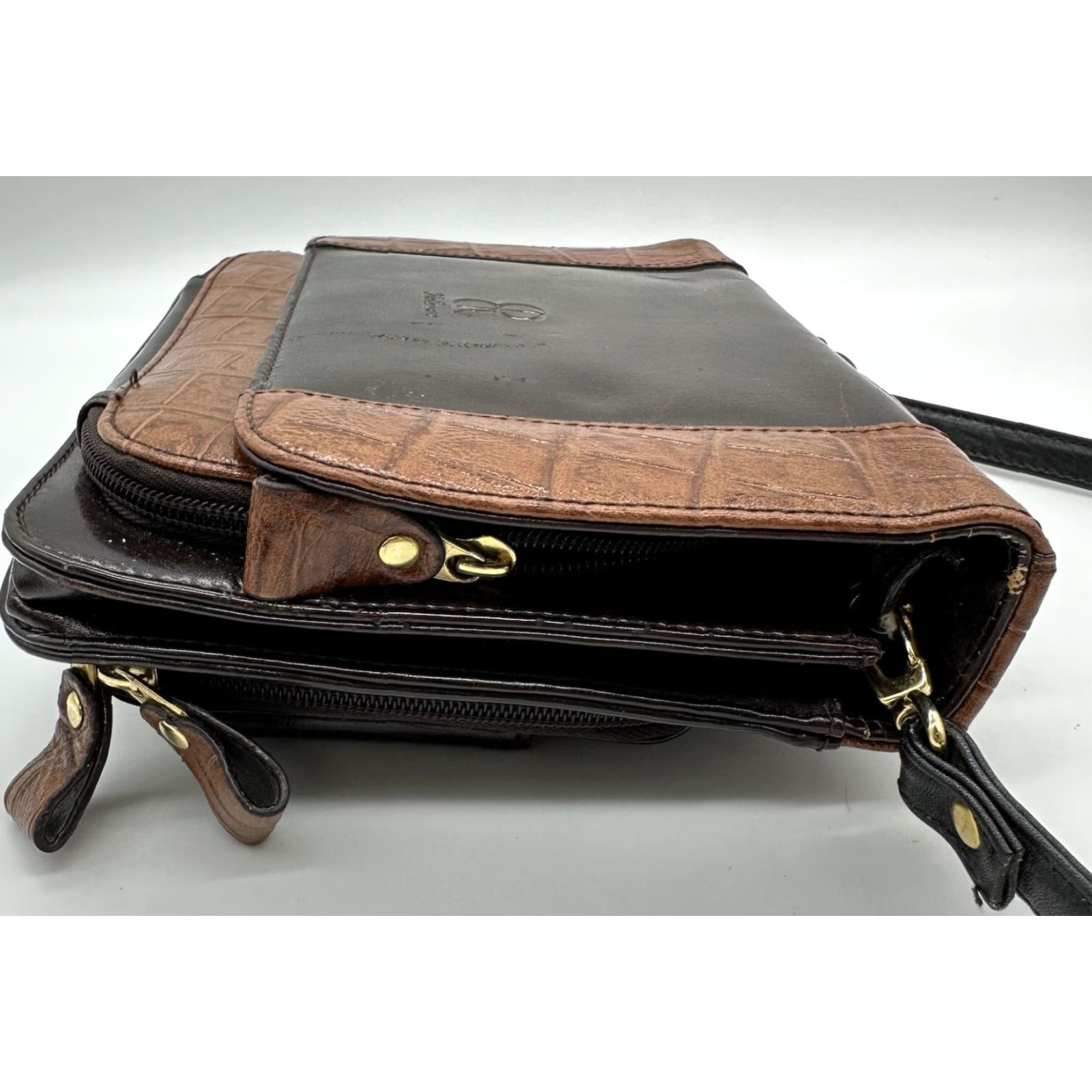 Bellerose VINTAGE Bellerose Leather Bag Purse Business Organizer Multi Pockets Mirror Brwn Square Bag Women Small Brown Retro Classic Size ONE SIZE - 4 Thumbnail