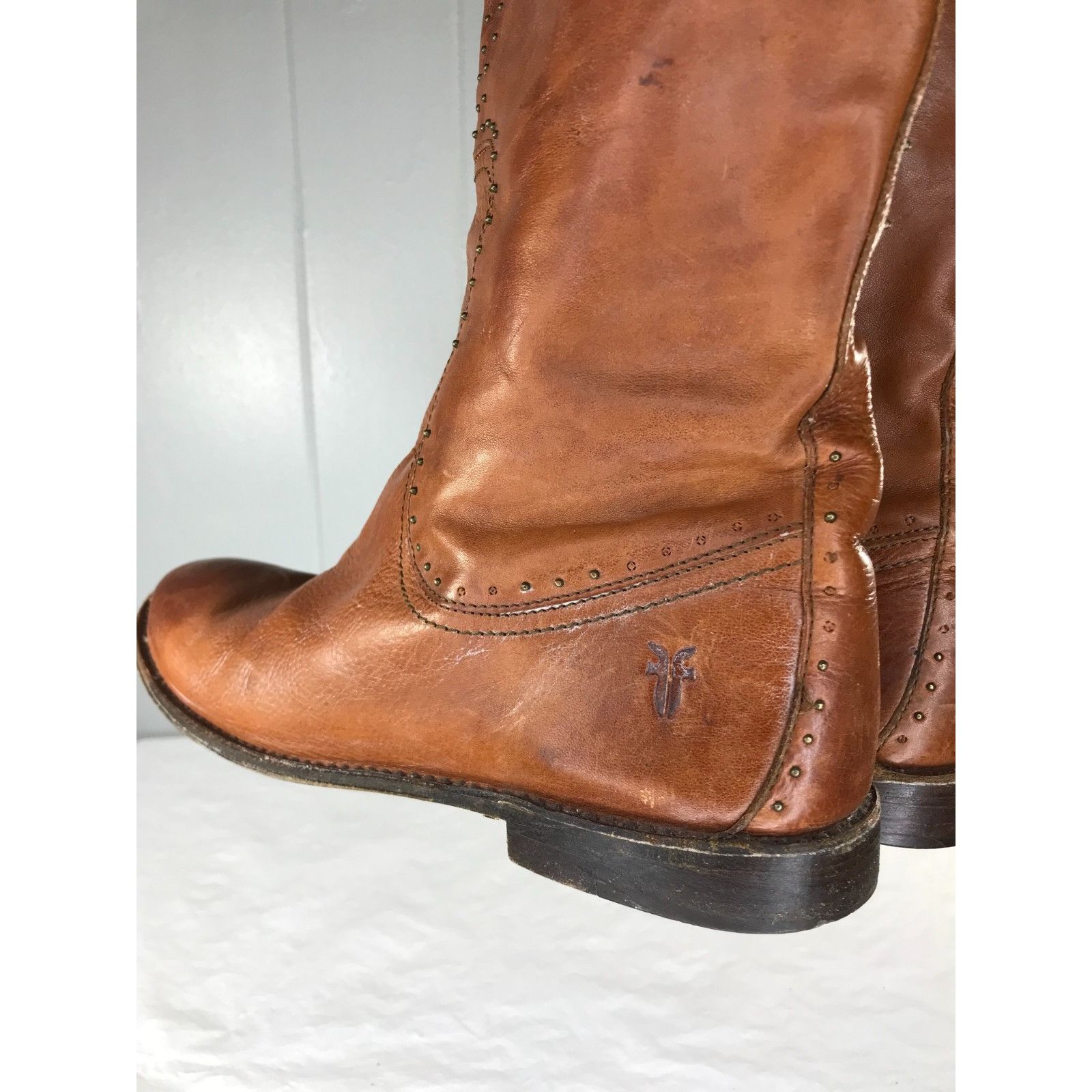 Frye VTG Frye Leather Paige Dk Brown Studded Riding Boots Tall Wo Size US 7.5 / IT 37.5 - 7 Thumbnail