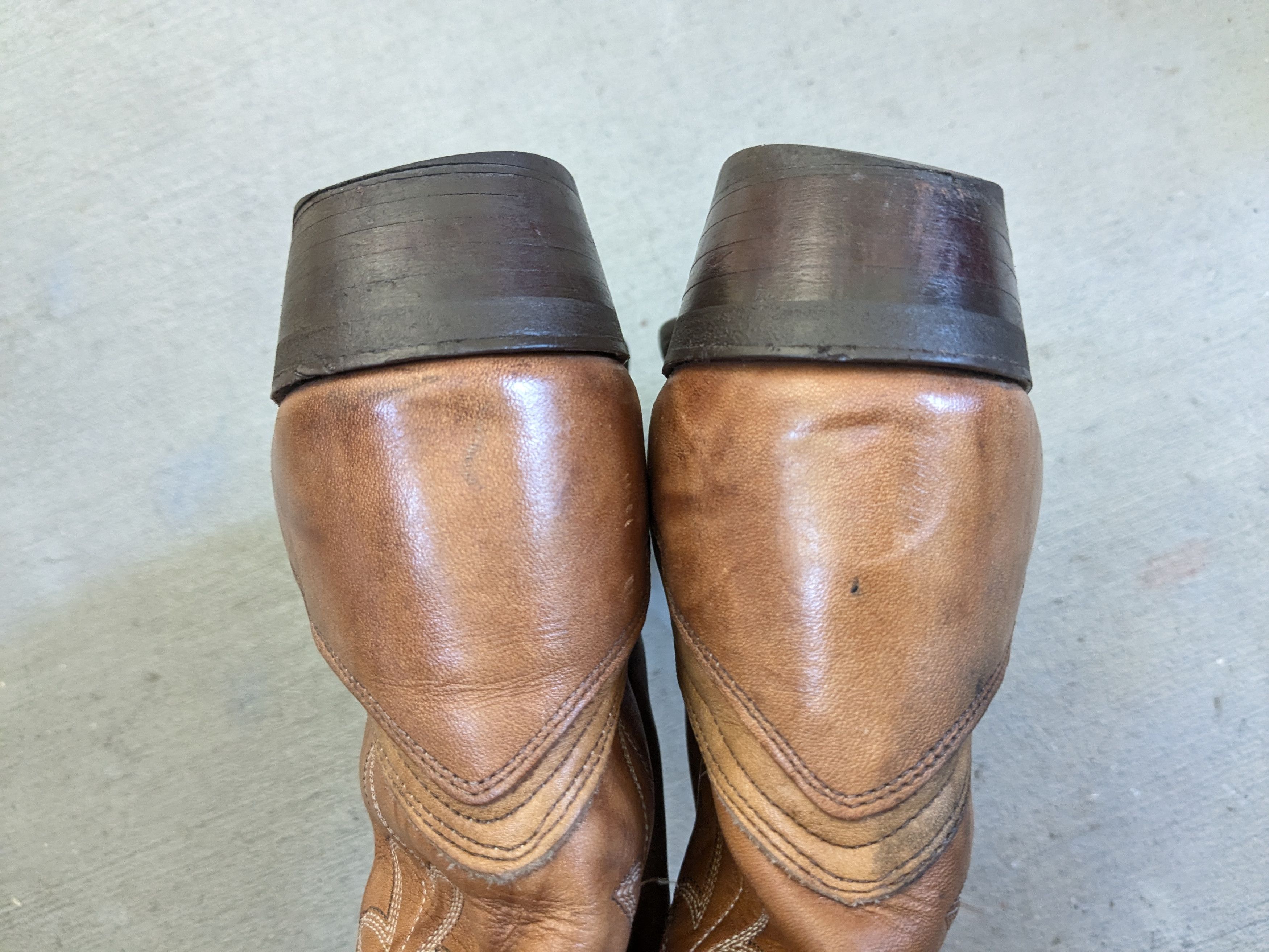 Vintage J Chisholm Cowboy Boots Brown Tan 9.5 D Leather Size US 9.5 / EU 42-43 - 9 Thumbnail