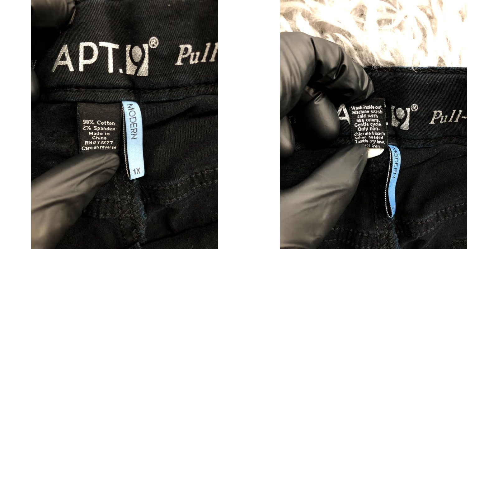 Apt. 9 Apt.9 Modern Skinny Pull On Pants Womens 1X Black Dark Wash Knit Polyester Pockets Elastic Waist Jegging Slim Fit Flat Front Size 40" / US 18 - 9 Thumbnail