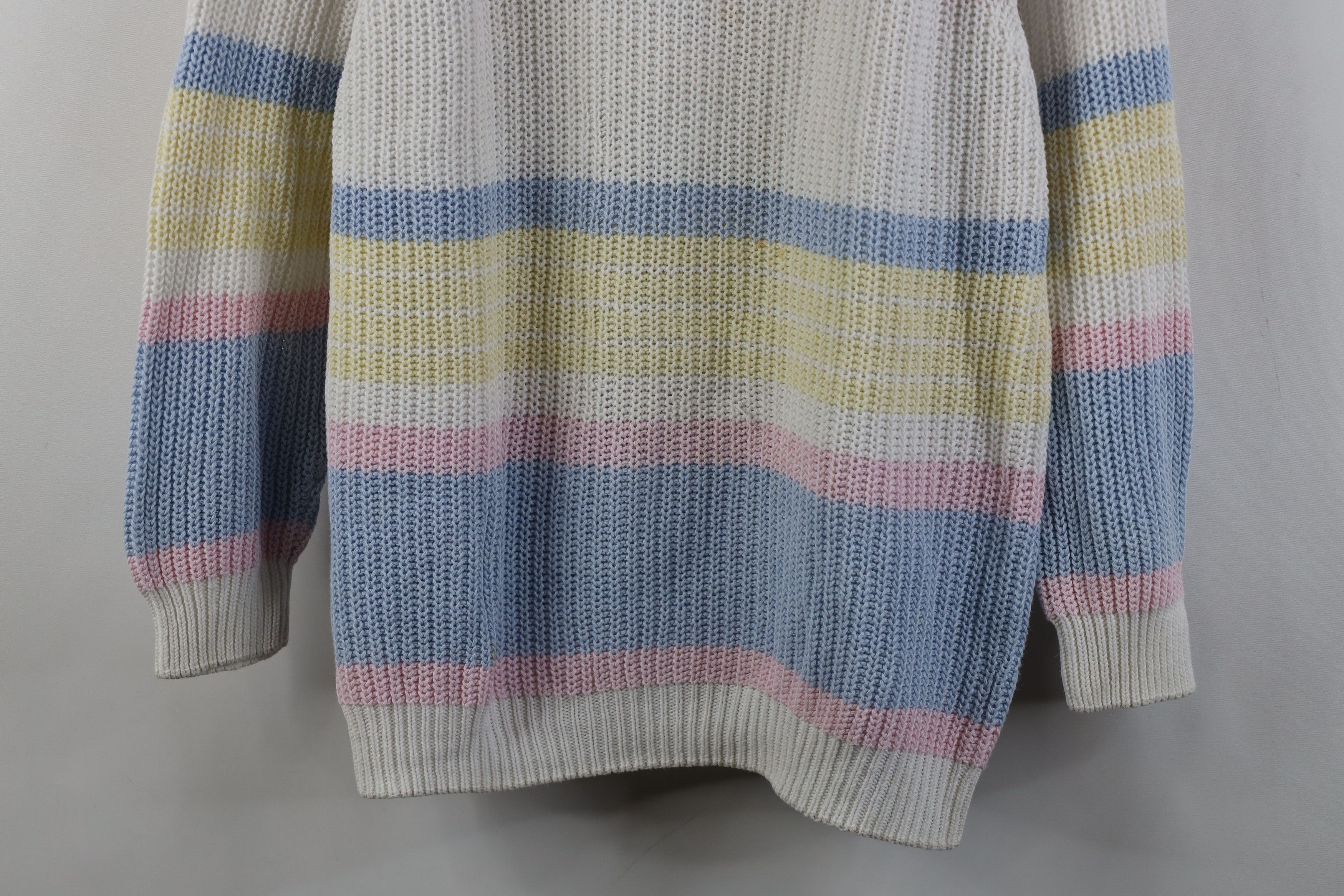 Vintage Vintage 90s Streetwear Pastel Striped Ribbed Knit Sweater Size M / US 6-8 / IT 42-44 - 3 Thumbnail