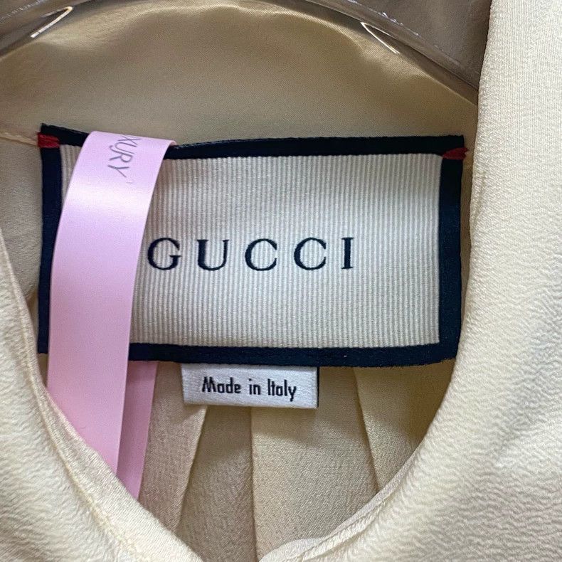 Gucci Gucci Popular double G gold buckle ruffle silk shirt 2505-N Size XS / US 0-2 / IT 36-38 - 3 Thumbnail