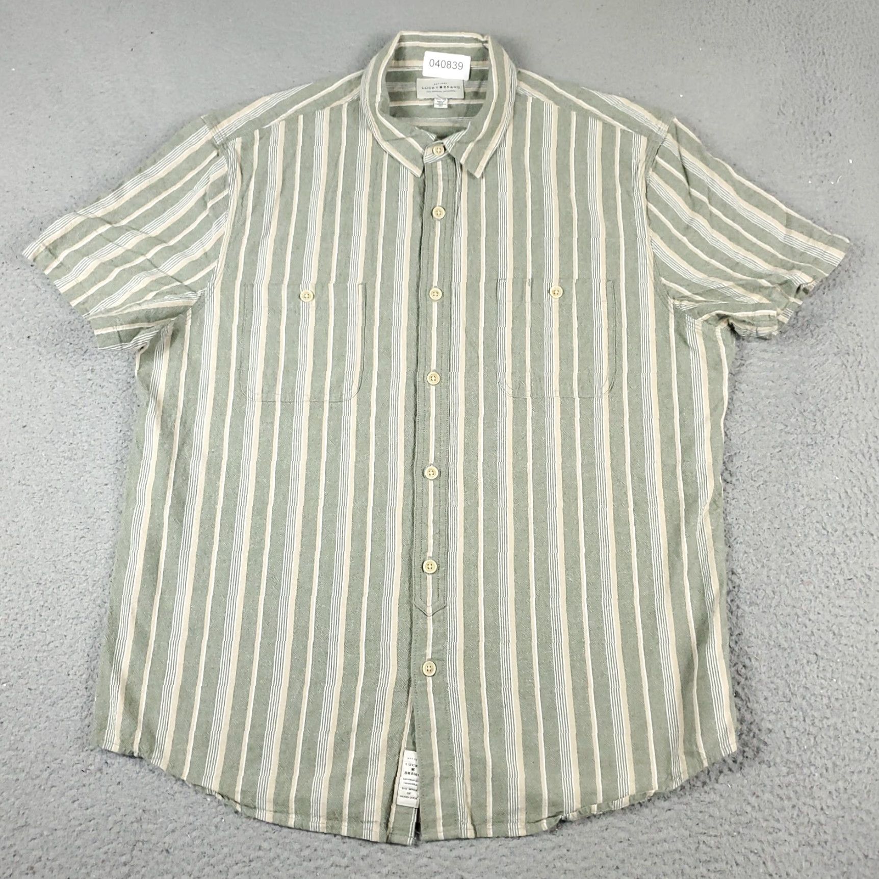 Lucky Brand Lucky Brand Button Up Shirt Mens XL Blue Striped Casual Short Sleeve Size US XL / EU 56 / 4 - 2 Thumbnail