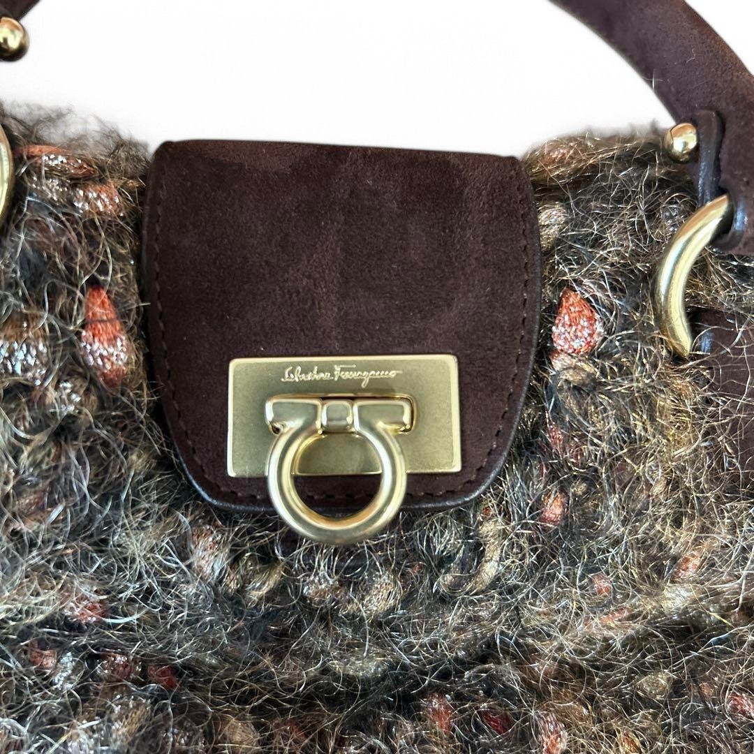 Salvatore Ferragamo Salvatore Ferragamo - Gancini Marisa Tweed Handbag Fur Size ONE SIZE - 8 Thumbnail