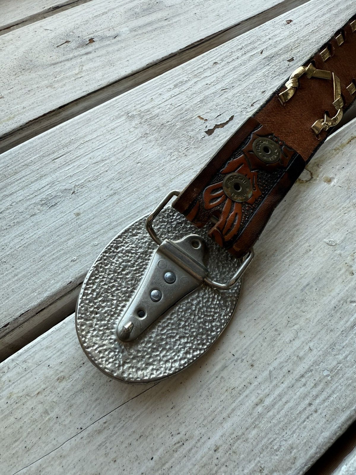 Cowboy Equipment × Leather × Lee Vintage 90s Cowboy Western Lee Riders Leather Belt Size ONE SIZE - 8 Thumbnail