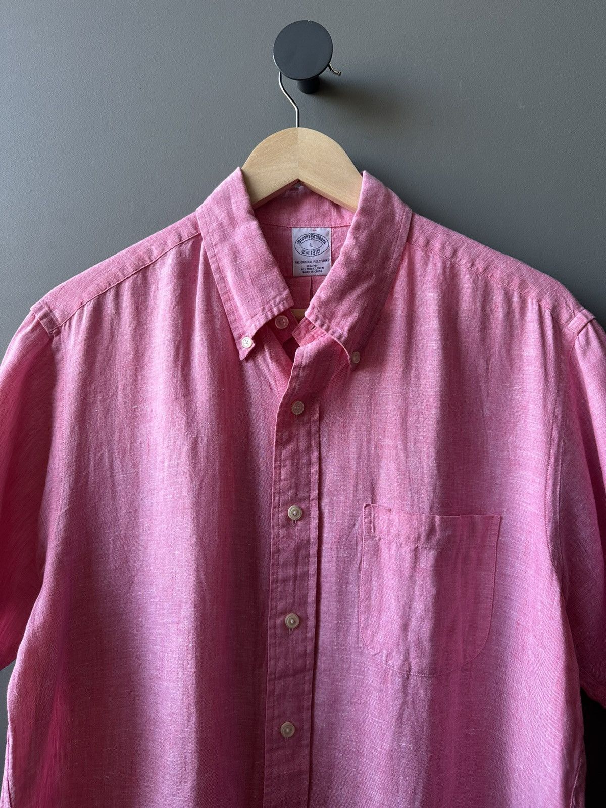 Brooks Brothers Brooks Brothers Pink Linen Slim Fit Shirt Size L Size US L / EU 52-54 / 3 - 2 Thumbnail