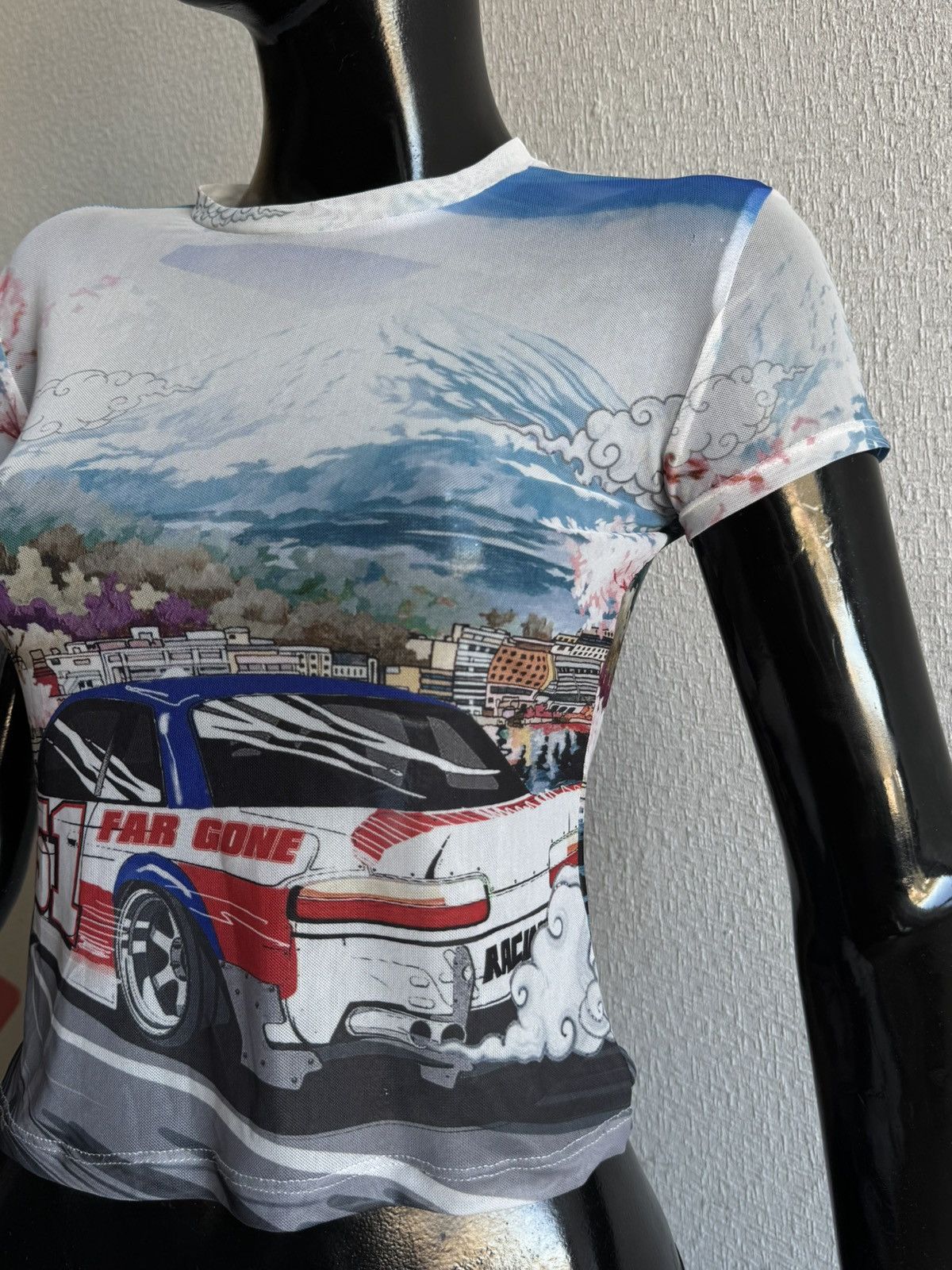 Vintage Awesome wmns mesh Racing cars Far Gone blouse Size M / US 6-8 / IT 42-44 - 3 Thumbnail
