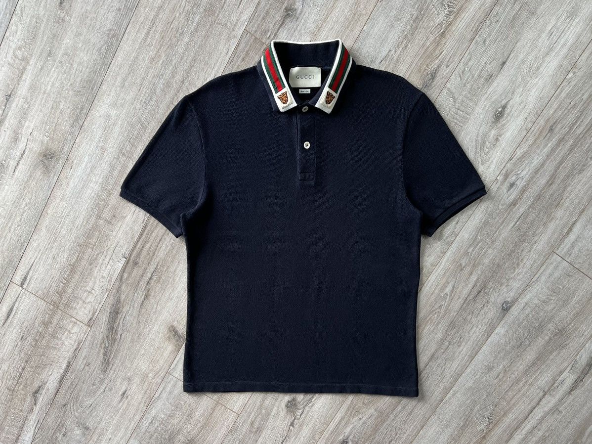 Gucci GUCCI Cotton Polo with Web Stipe and Tiger Head(Retail 800$) Size US L / EU 52-54 / 3 - 5 Thumbnail