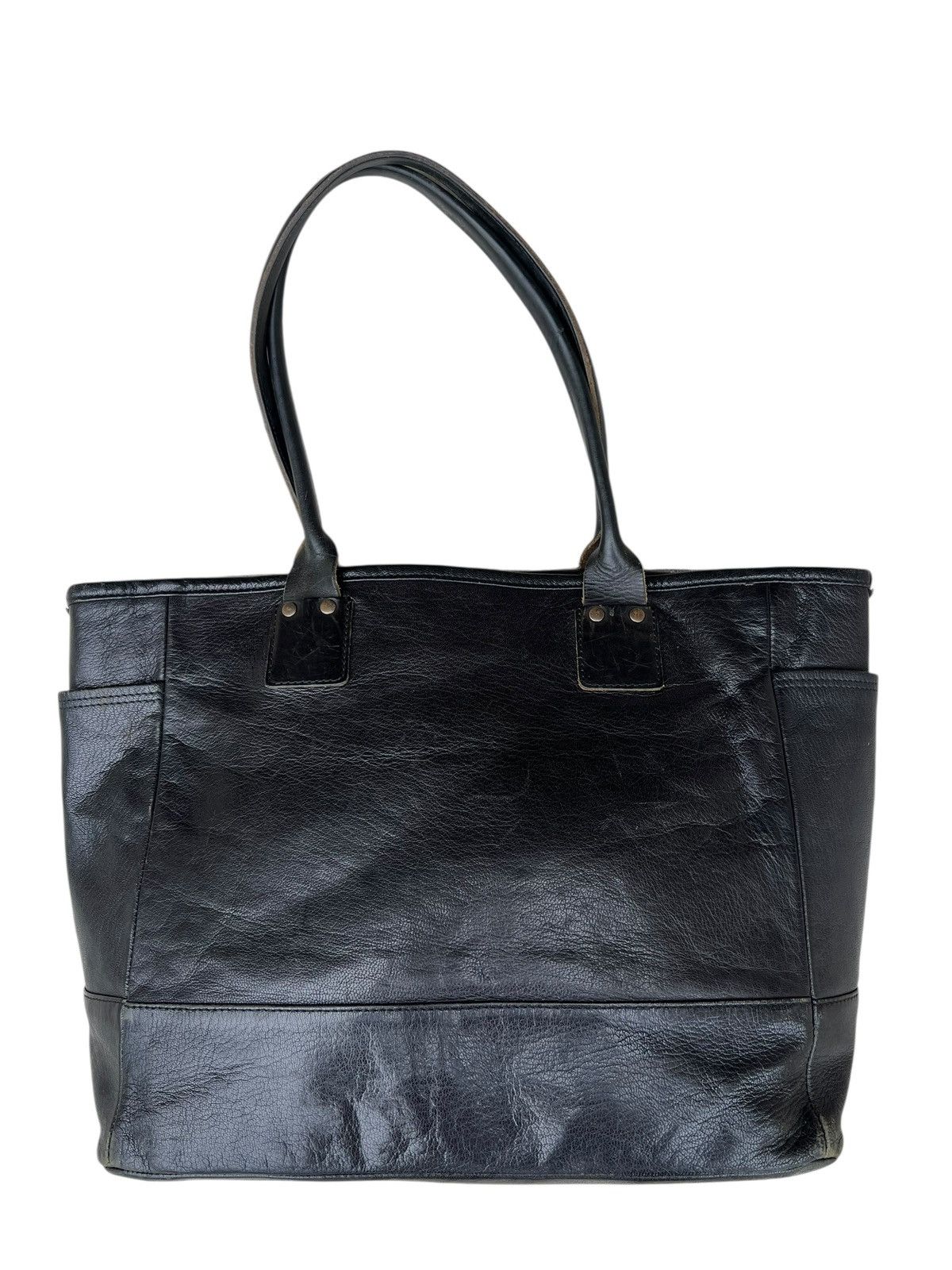 Vintage MOTO Japan Distressed Patina Leather Tote Bag