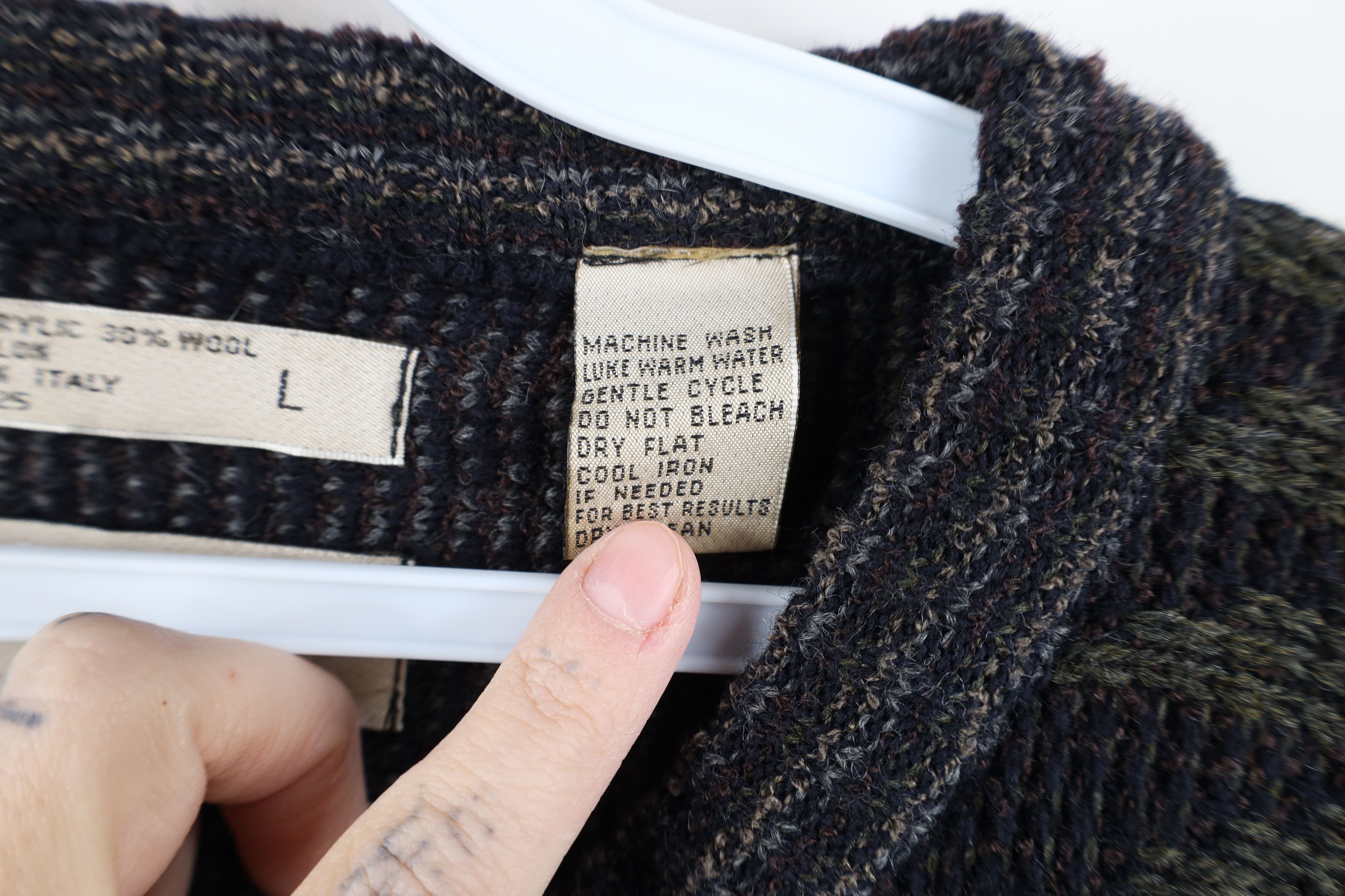 Vintage Vintage 90s Streetwear Tone Wool Blend Knit Crewneck Sweater Size US L / EU 52-54 / 3 - 5 Thumbnail