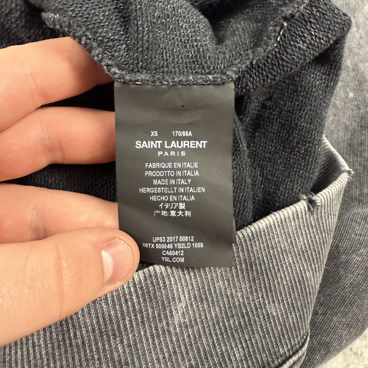 Saint Laurent Paris Saint Laurent Distressed Washed ‘Gray’ Hoodie Size US XS / EU 42 / 0 - 6 Thumbnail