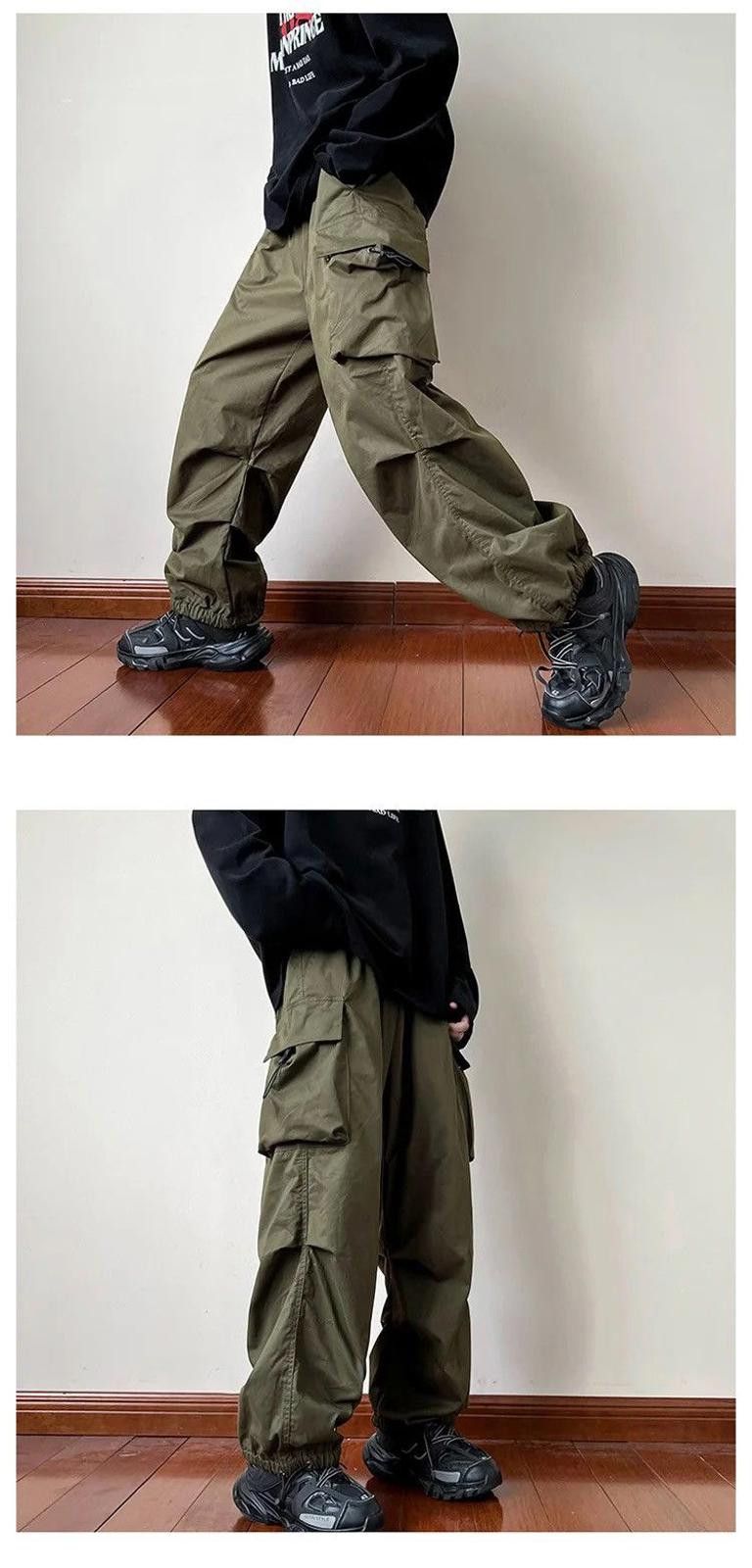 Vintage Olive Green Multi Oversized Pocket Cargo Pants Size US 33 - 3 Thumbnail