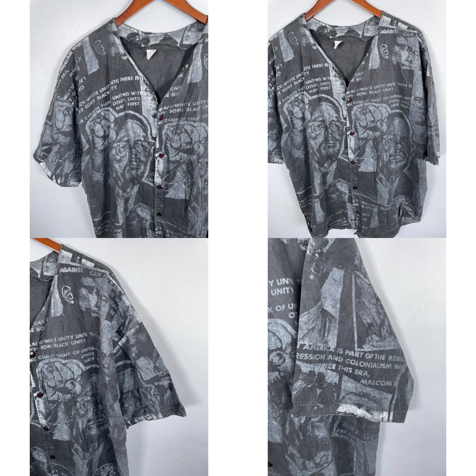 Vintage VINTAGE Malcolm X AOP Baseball Jersey T-Shirt XL Black Men Short Sleeve Crew Neck 90s Hip Hop Retro Single Stitch Cotton Size US XL / EU 56 / 4 - 8 Thumbnail
