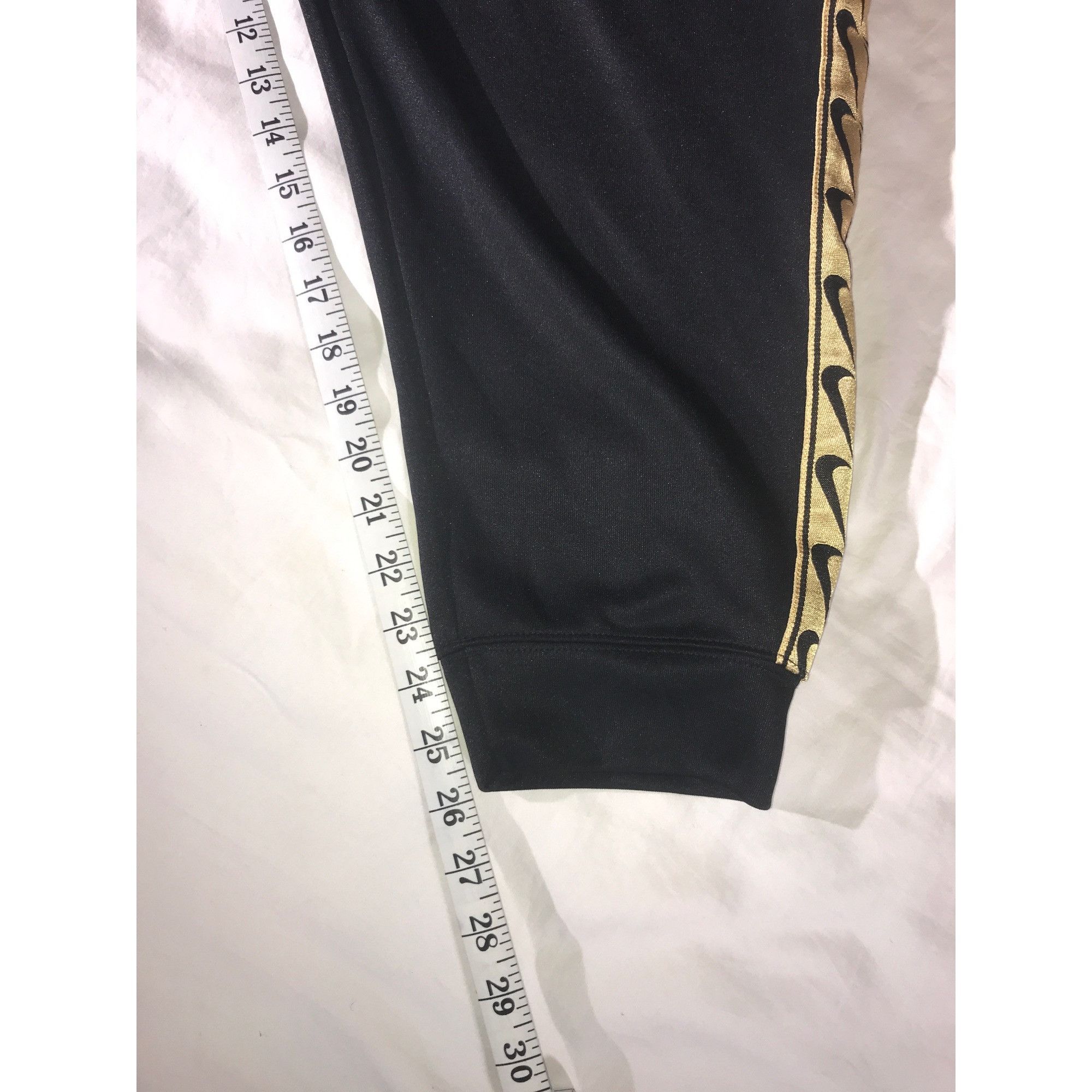 Nike Nike Women's Black & Gold Swoosh Athletic Sweatpants Joggers Size 40" / US 18 - 8 Thumbnail