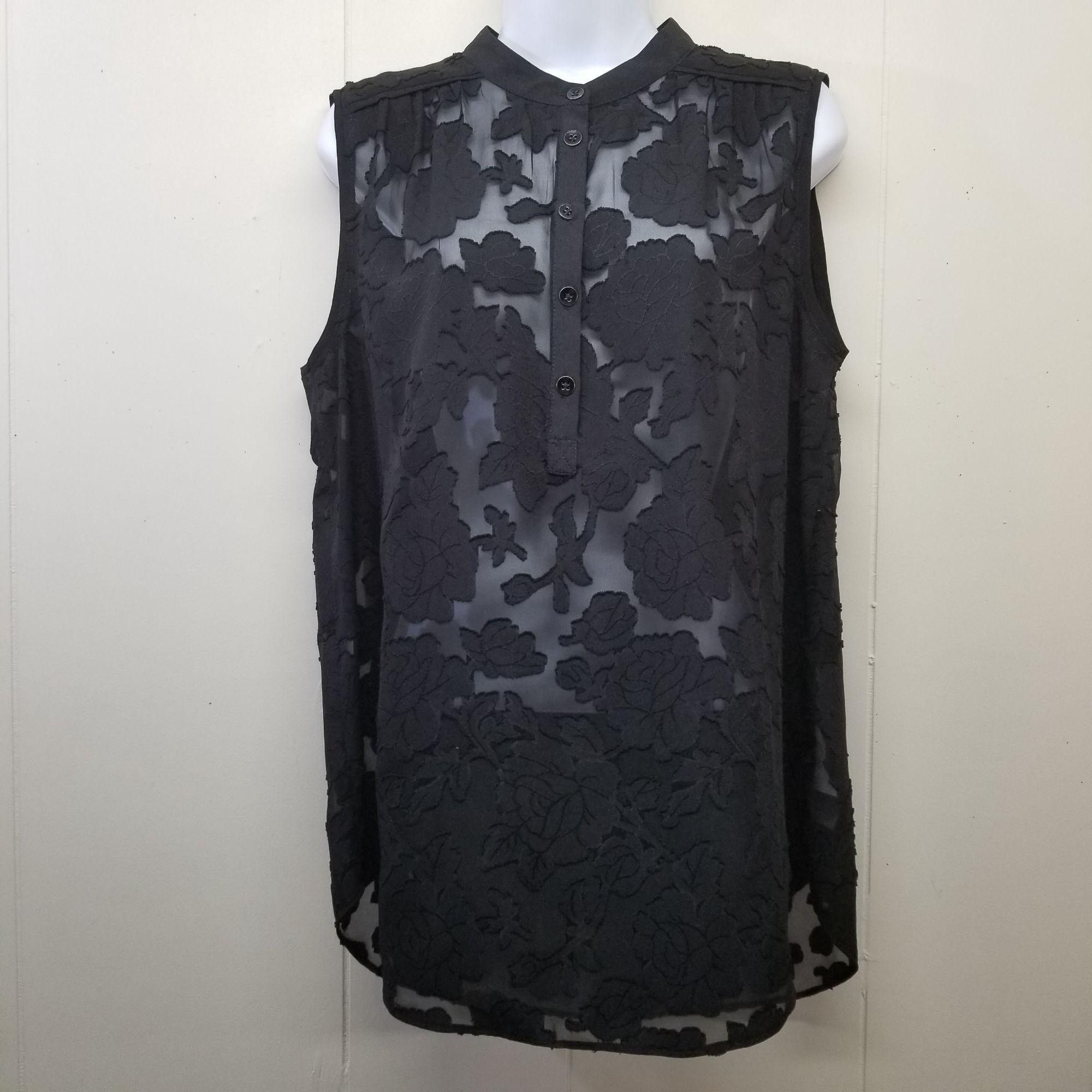 Vintage Cabi M Shirt Top Blouse Black Clip Art Sheer 5346 Sleeveless Size M / US 6-8 / IT 42-44 - 1 Thumbnail