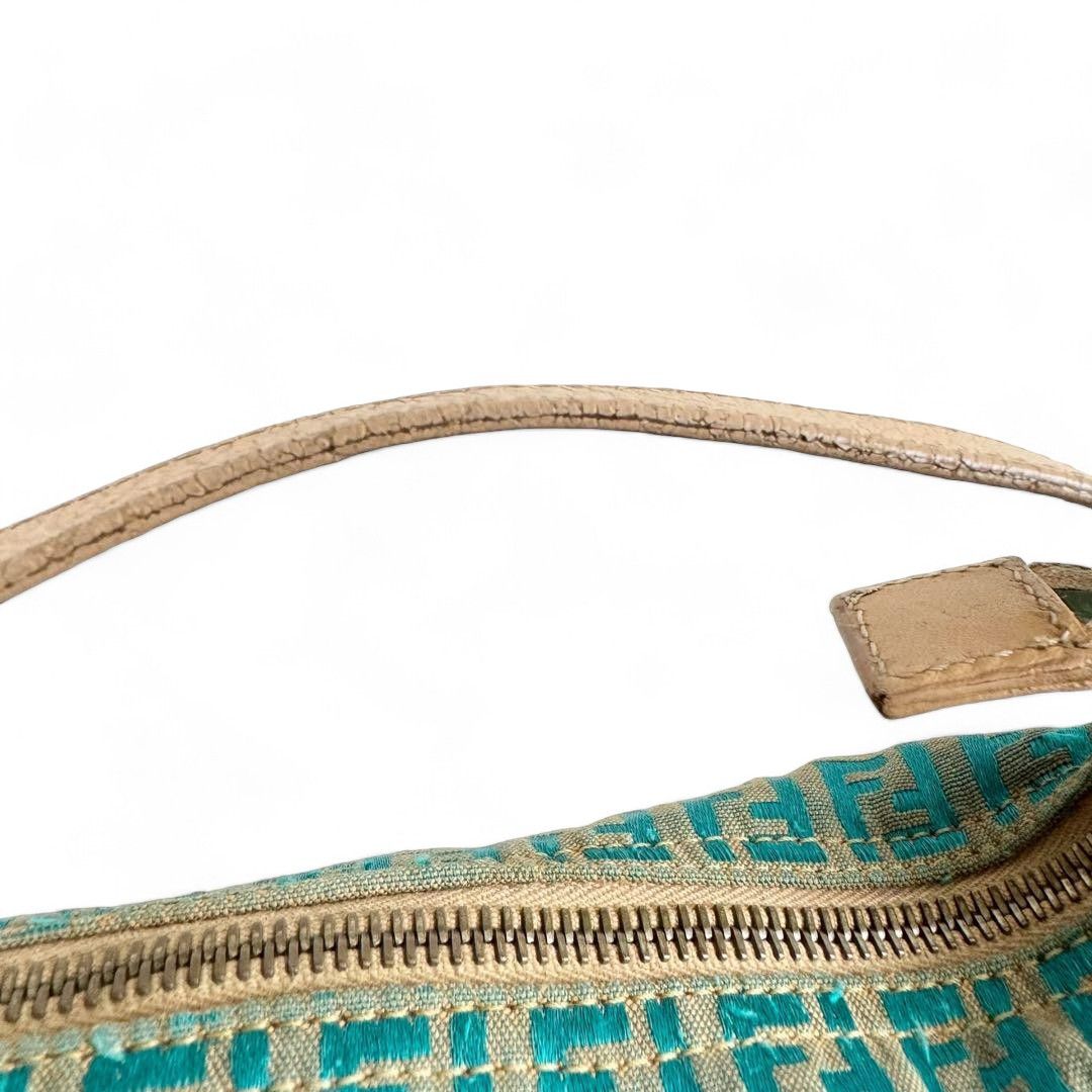 Fendi Fendi - Zucchino Handbag Pouch Canvas Blue Leather Size ONE SIZE - 5 Thumbnail
