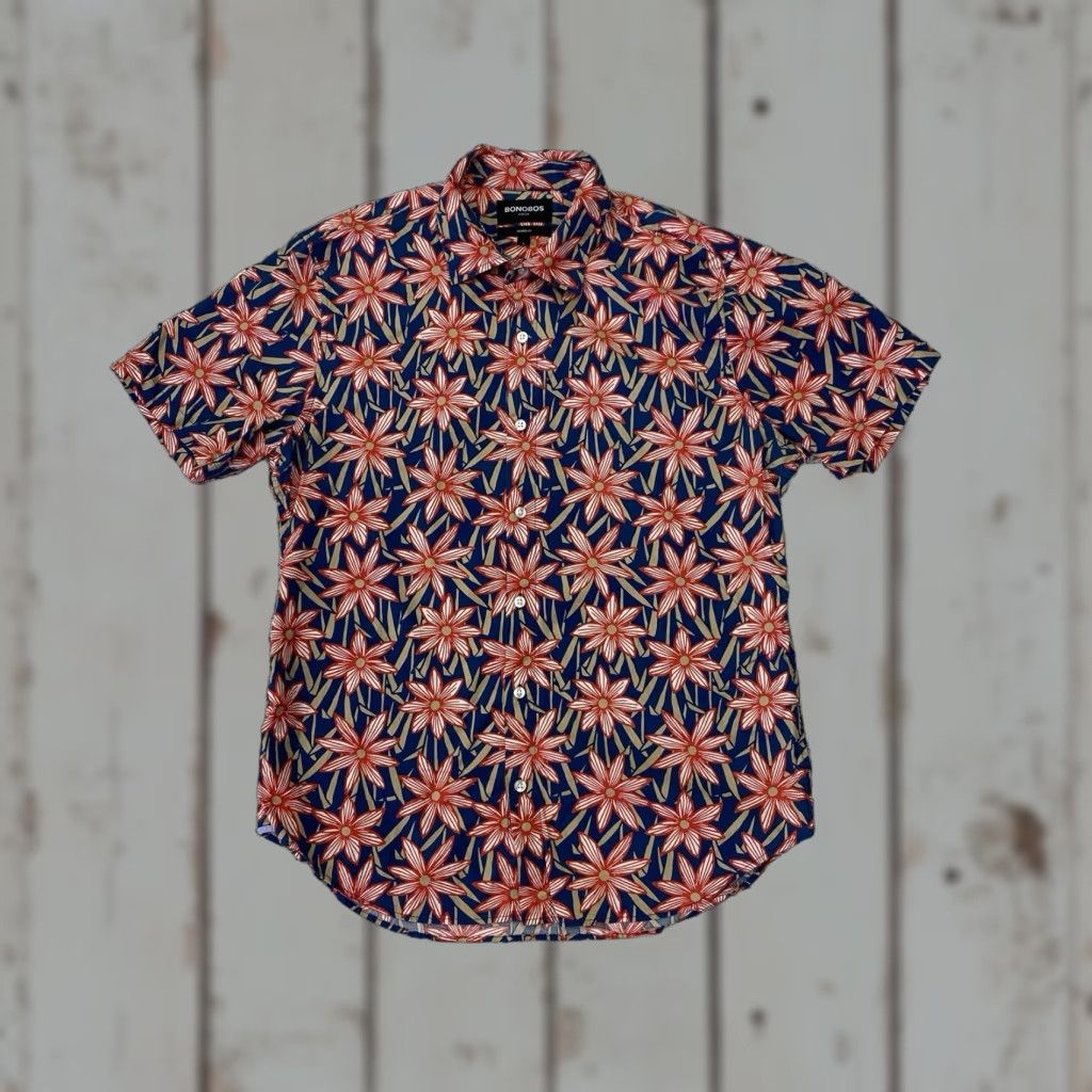 Bonobos BONOBOS Shirt Men’s L Tailored Fit Floral Short Sleeve Button Up Blue Size US L / EU 52-54 / 3 - 1 Thumbnail