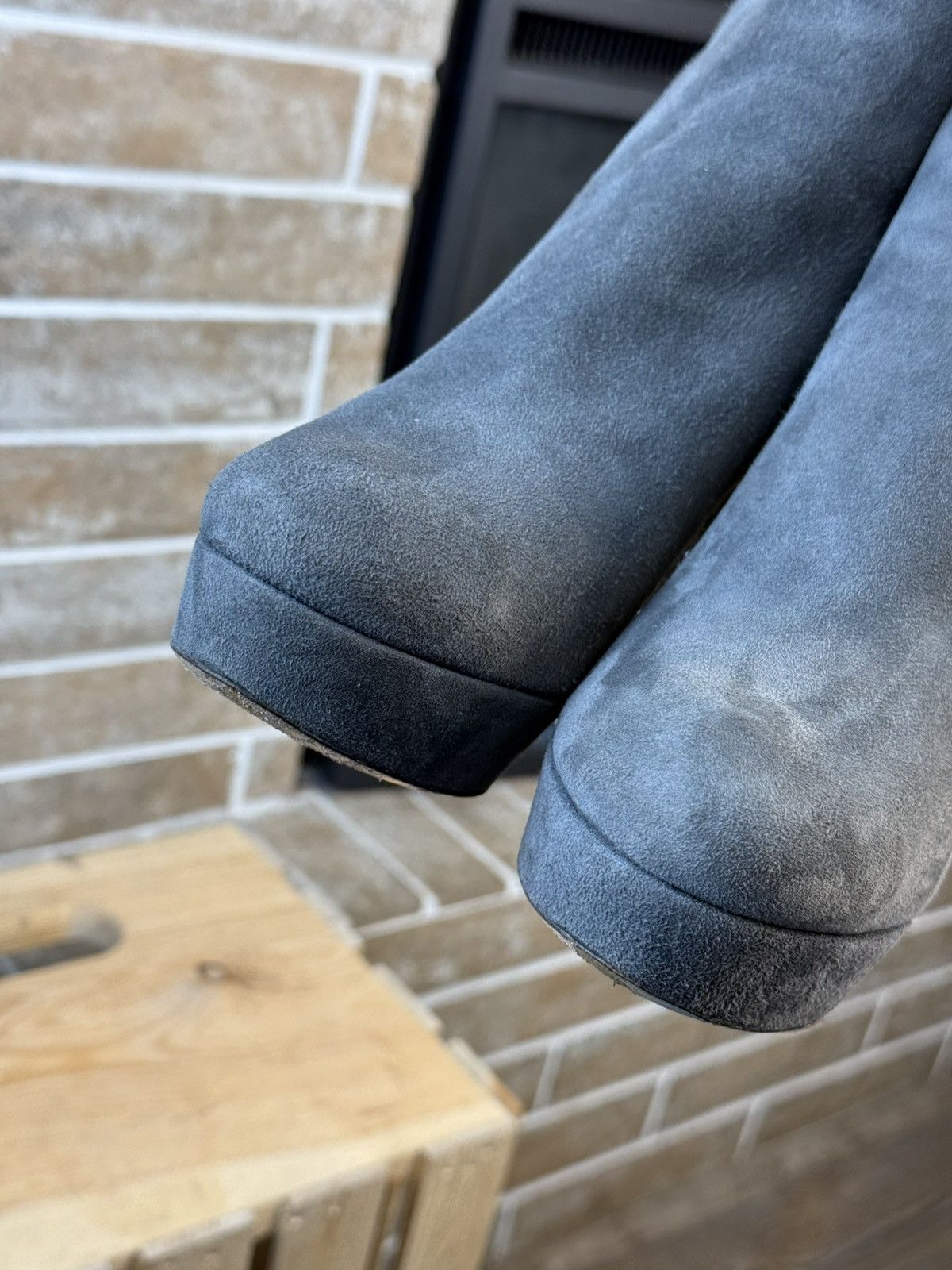 Miu Miu Miu Miu Gray Suede Glitter Heels Boots Size US 8.5 / IT 38.5 - 8 Thumbnail