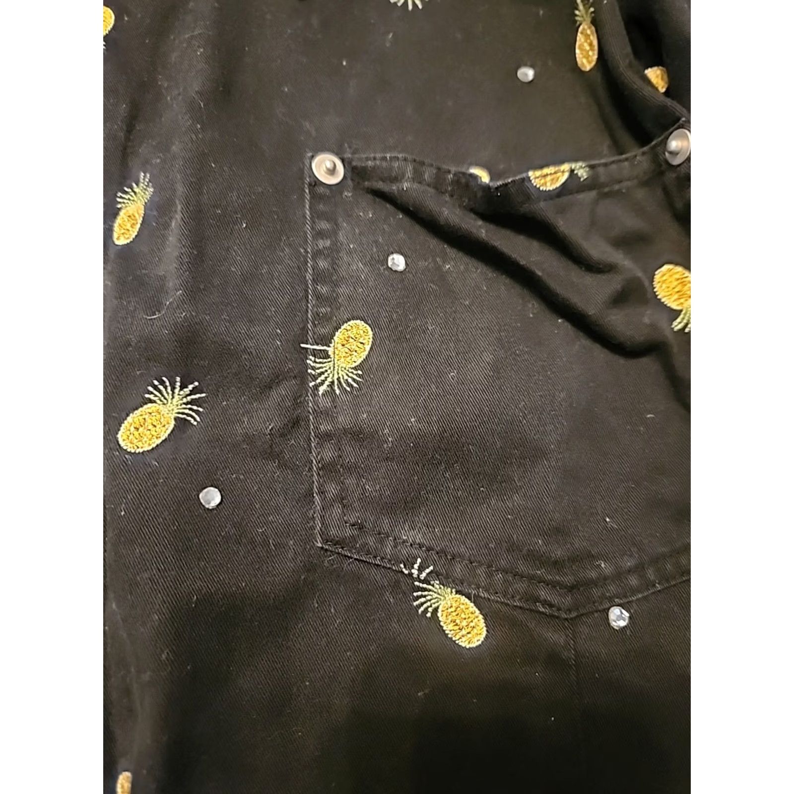 Quacker Factory Quacker Factory Women's Black Embroidered Pineapple Jacket Short Sleeve Zip 2X Size 40" / US 18 - 3 Thumbnail