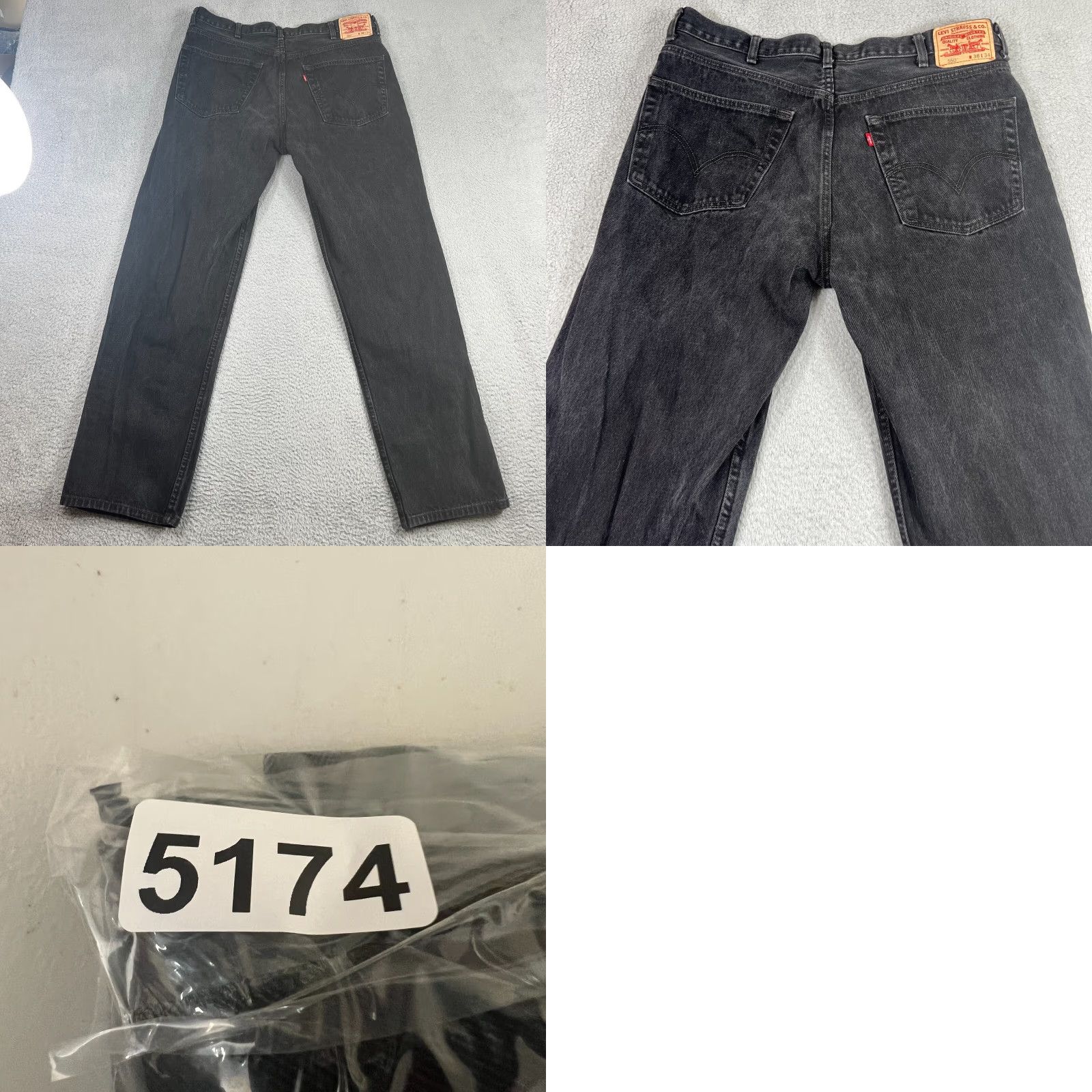 Levi's VINTAGE Levi's 550 Jeans Mens 39x34 Relaxed Distressed Straight Leg Black Grunge Y2K Size US 39 - 8 Thumbnail