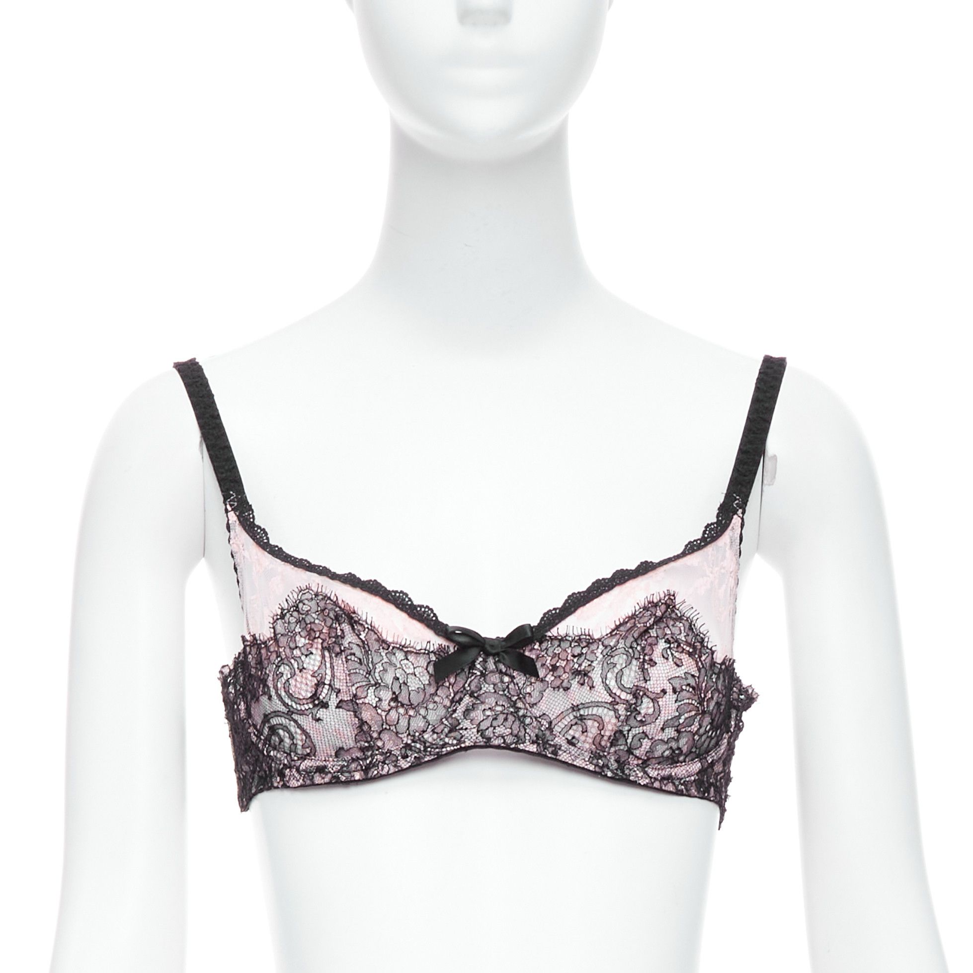 Agent Provocateur AGENT PROVOCATEUR Knickers Forever black lace pink trim bra FR90C Size ONE SIZE - 1 Thumbnail