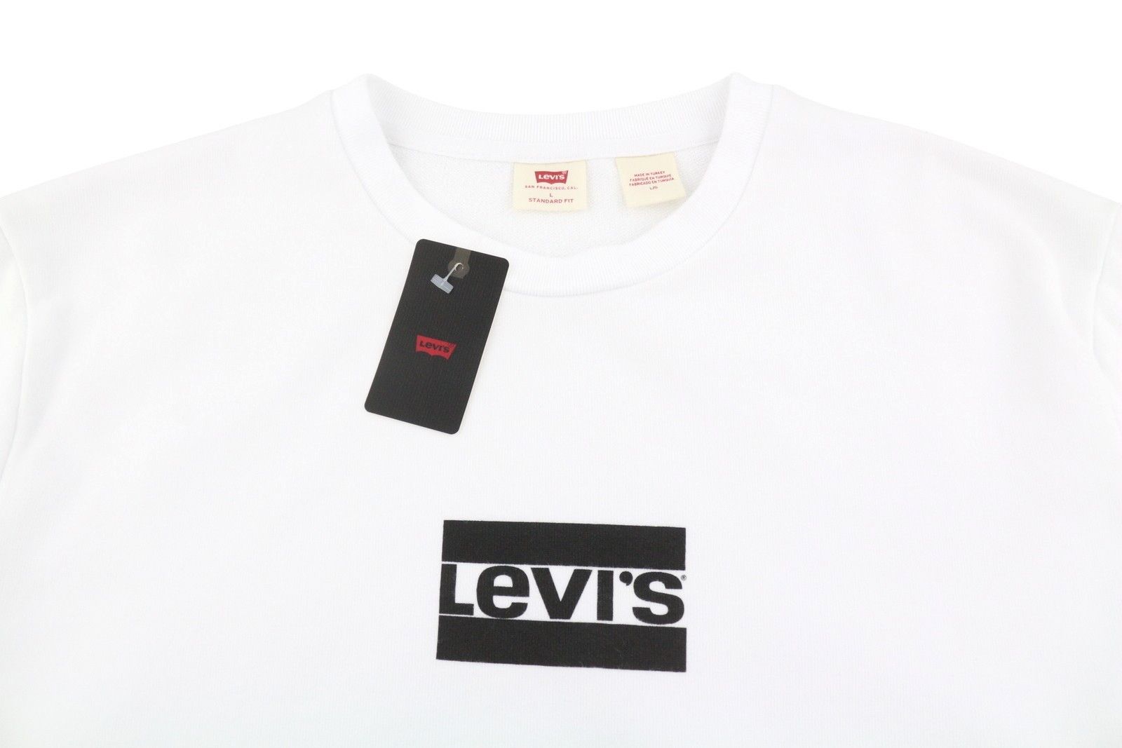 Levi's STANDARD FIT L White Crew Neck Logo Cotton Pullover 87104 Size US L / EU 52-54 / 3 - 5 Thumbnail