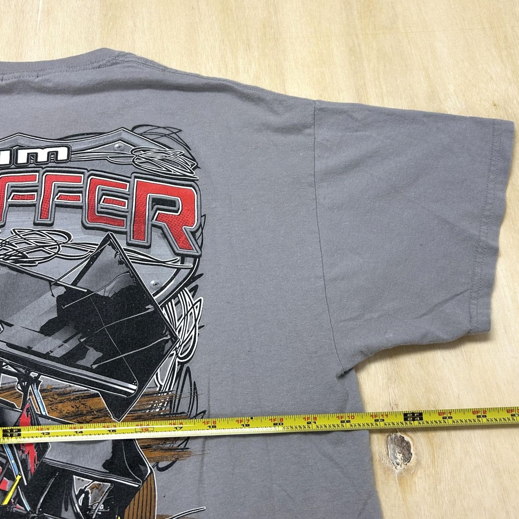 Vintage Tim Shaffer Shirt Mens XL Gray Steel City Outlaw Sprint Car Racing Tee Racing Motorsports Size US XL / EU 56 / 4 - 6 Thumbnail