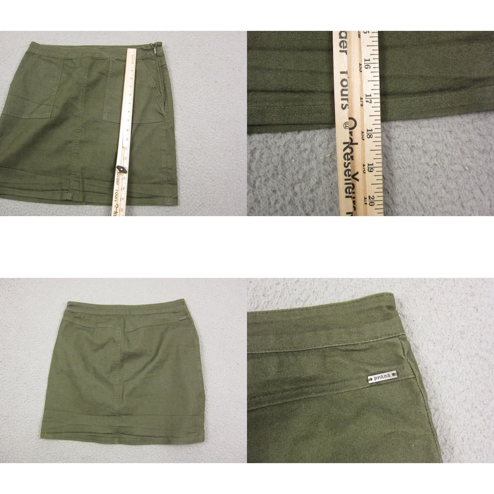 Prana Prana Skirt Womens 8 Green A-Line Short Zip Casual Workwear Summer Spring Fall Pockets Mens? Size 30" / US 8 / IT 44 - 8 Thumbnail