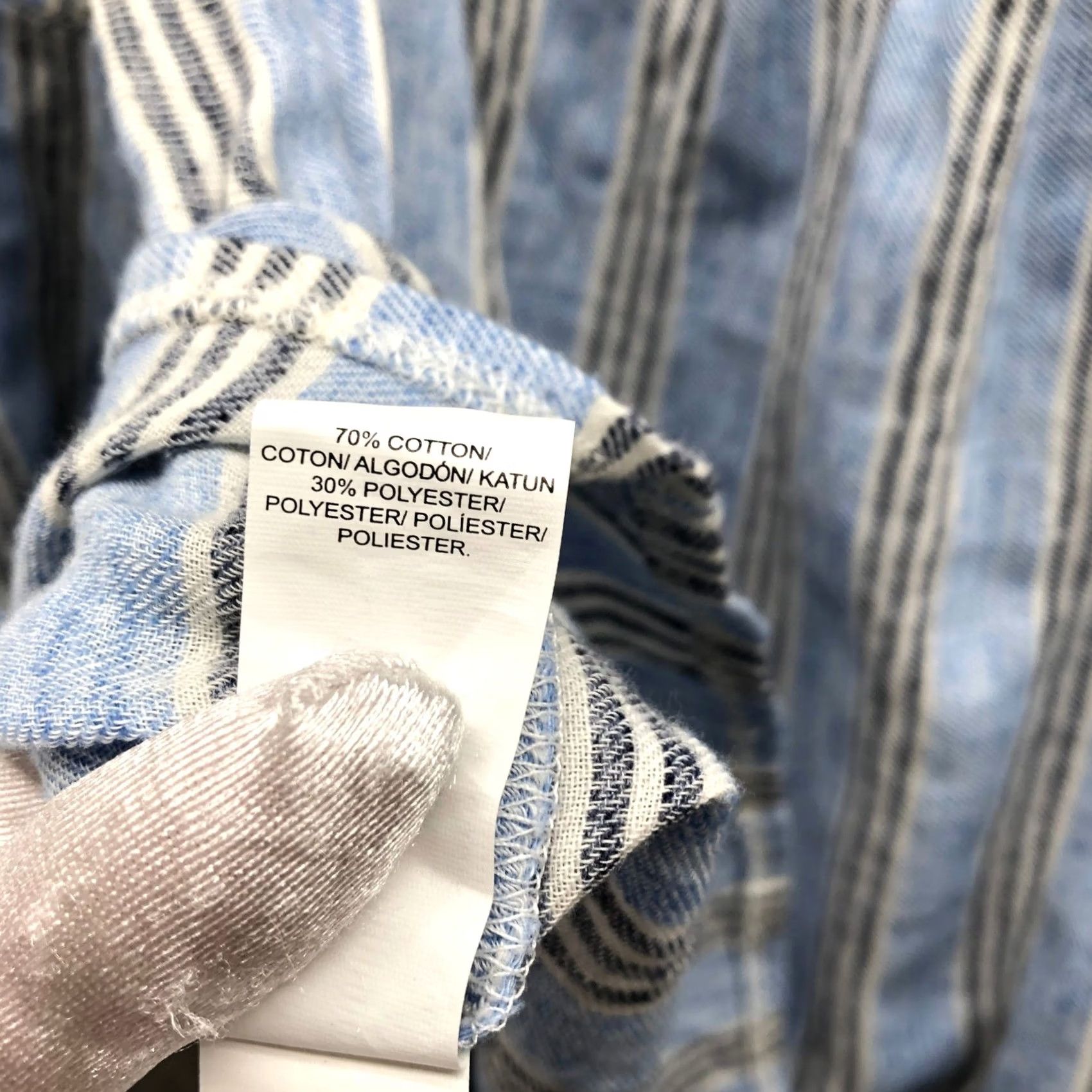 Lucky Brand Lucky Brand Off Shoulder Bell Sleeve Top Womens M Blue Striped Blouse Size M / US 6-8 / IT 42-44 - 4 Thumbnail