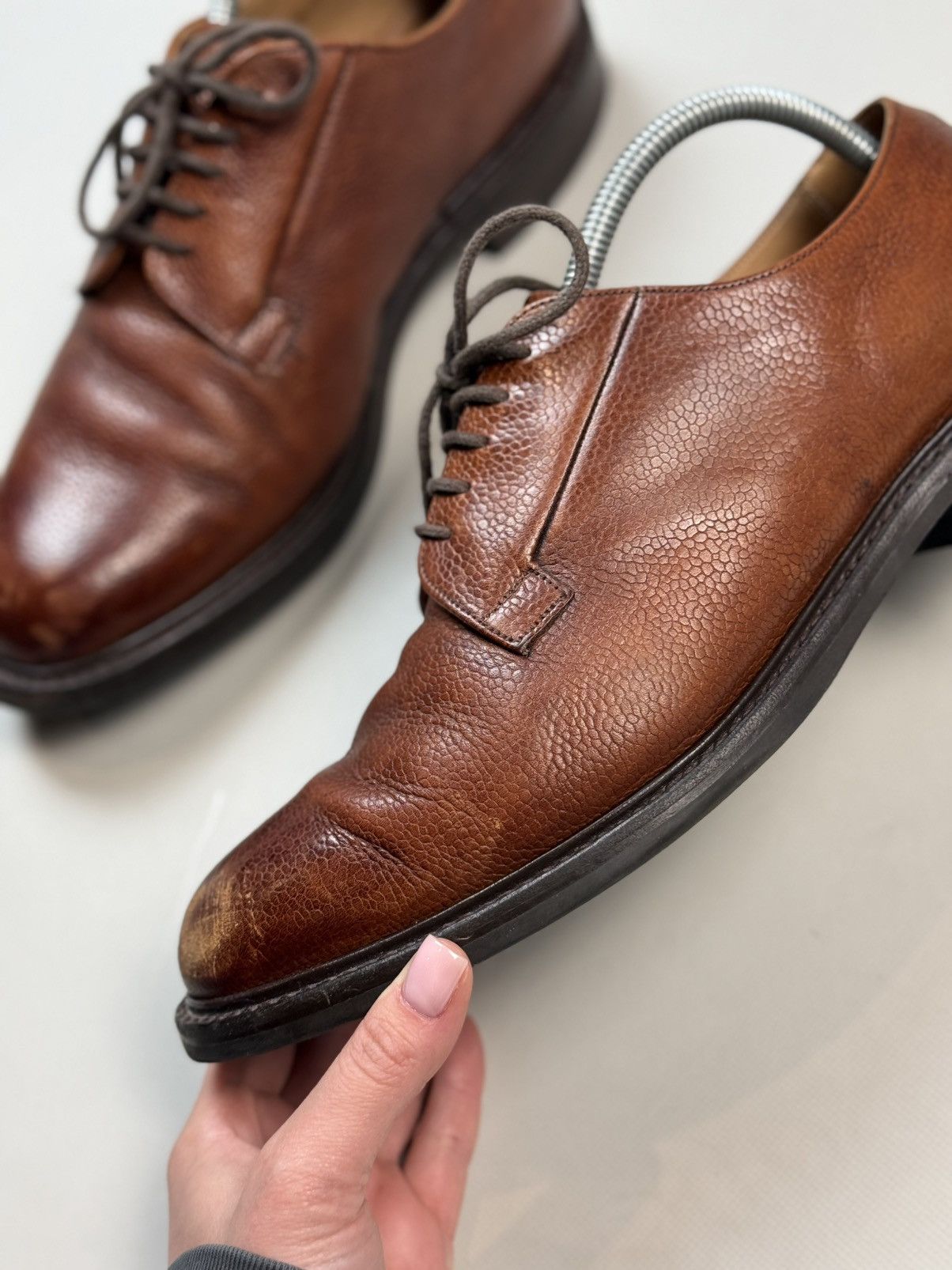 Other Joseph Cheaney Deal Mahogany Grain Leather Derby Shoes Size US 11 / EU 44 - 14 Thumbnail