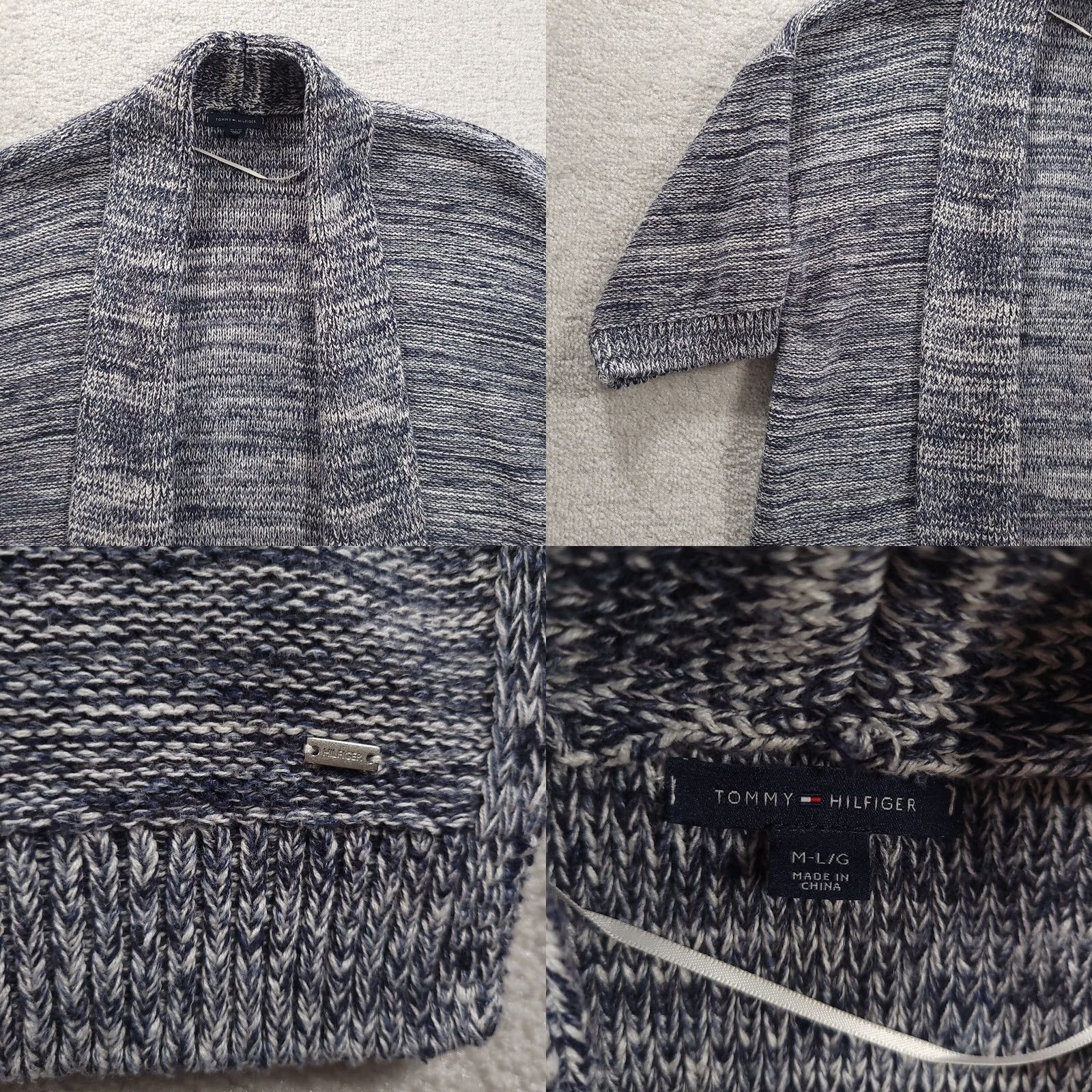 Tommy Hilfiger Tommy Hilfiger Sweater Cardigan Womens M/L Blue Gray Open Front 3/4 Sleeve Heavyweight Knit Size M / US 6-8 / IT 42-44 - 8 Thumbnail