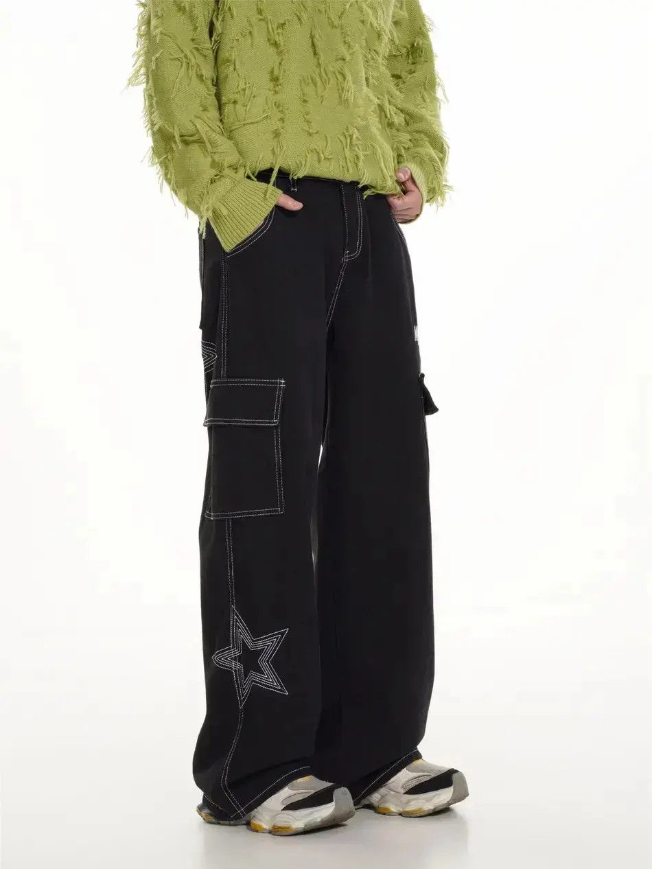 Japanese Brand Retro loose embroidered patchwork jeans Size US 32 / EU 48 - 1 Thumbnail