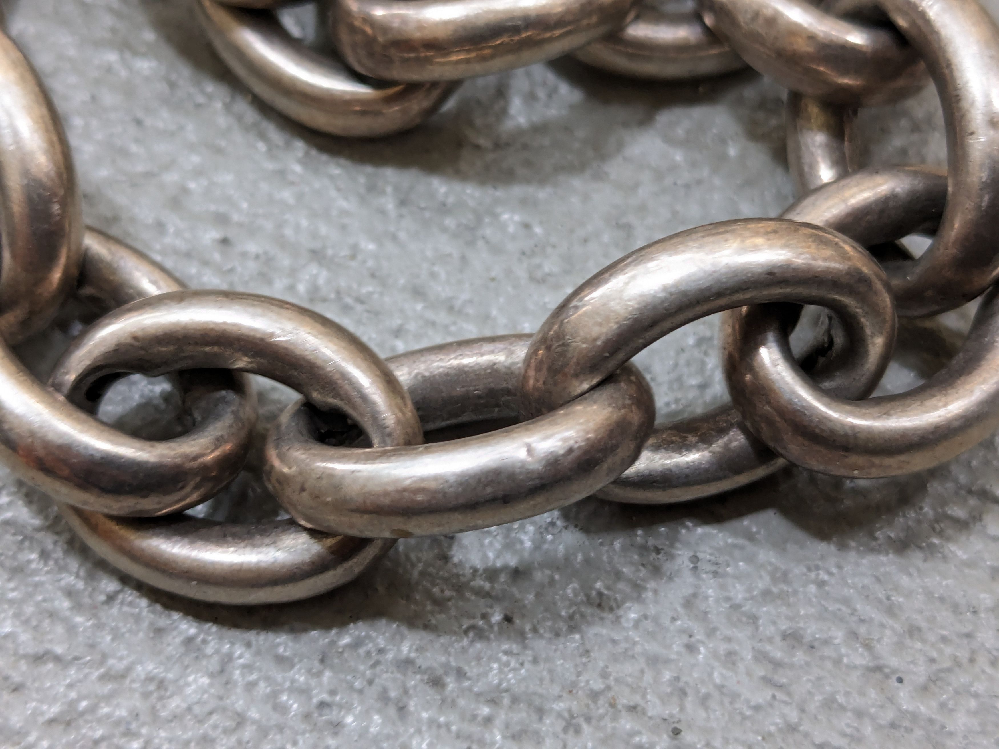 Other Vintage Sterling Silver Bracelet 9.5" Oval Chain Link 90s Size ONE SIZE - 14 Thumbnail