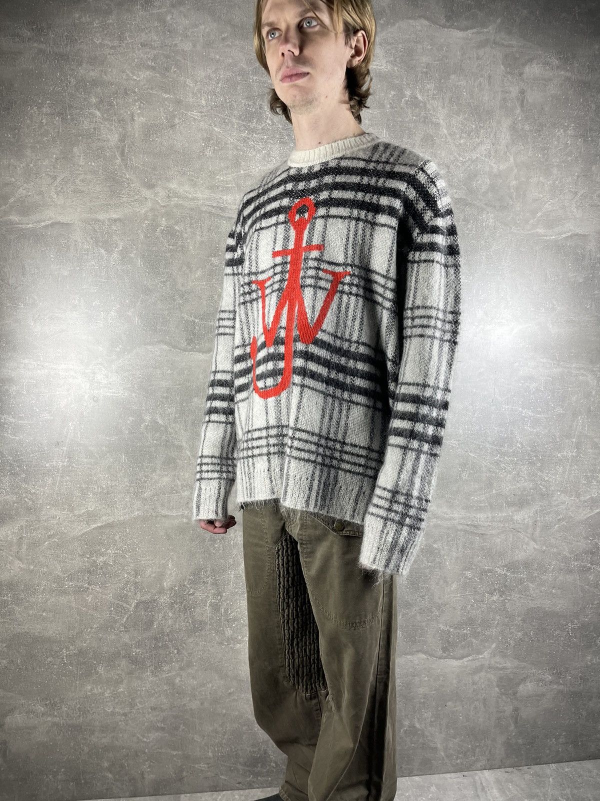 JW Anderson JW Anderson Anchor Logo Plaid Mohair Wool Sweater Size US L / EU 52-54 / 3 - 4 Thumbnail