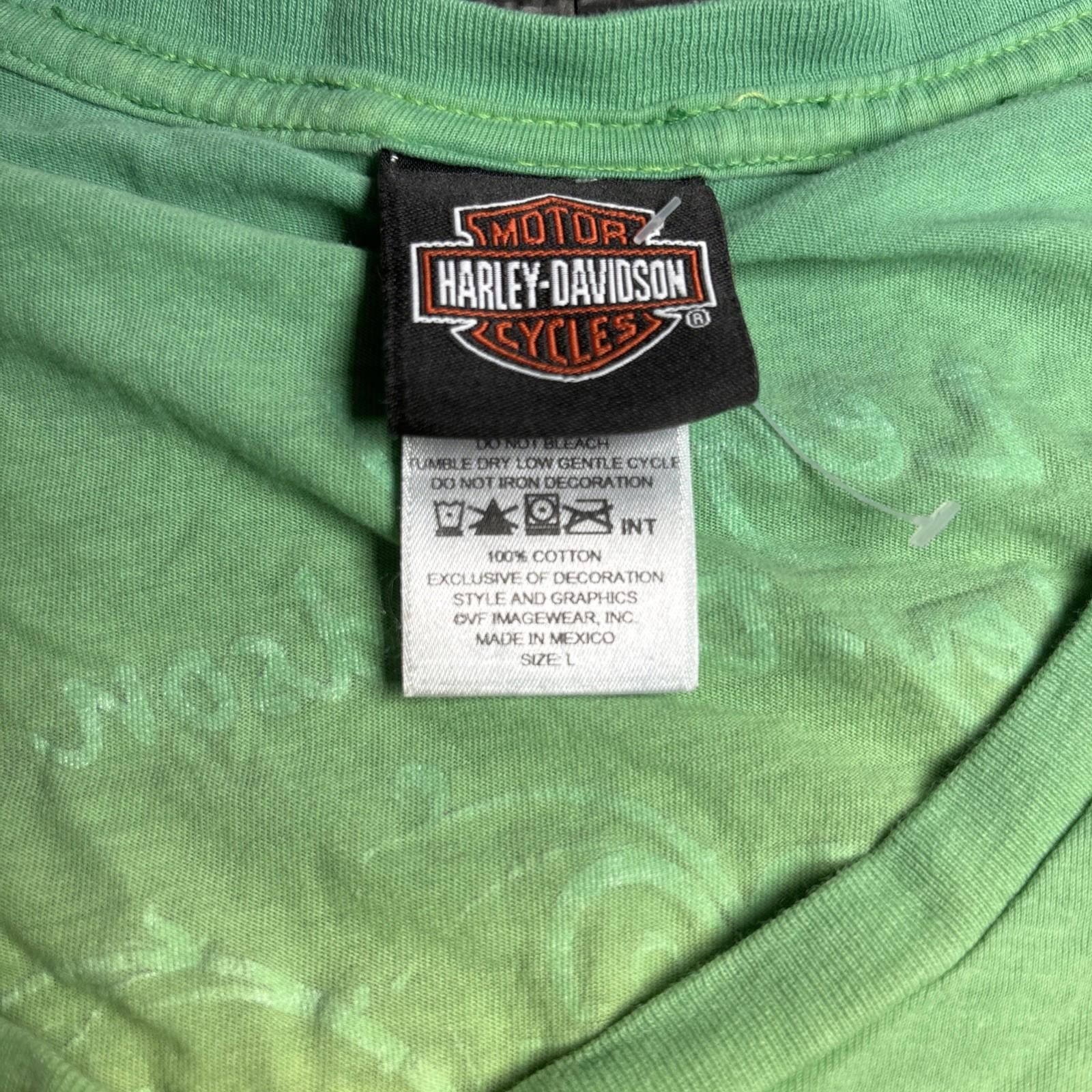 Harley Davidson Harley-Davidson Shirt Large Green Women’s Motorcycle VTG Size L / US 10 / IT 46 - 3 Thumbnail