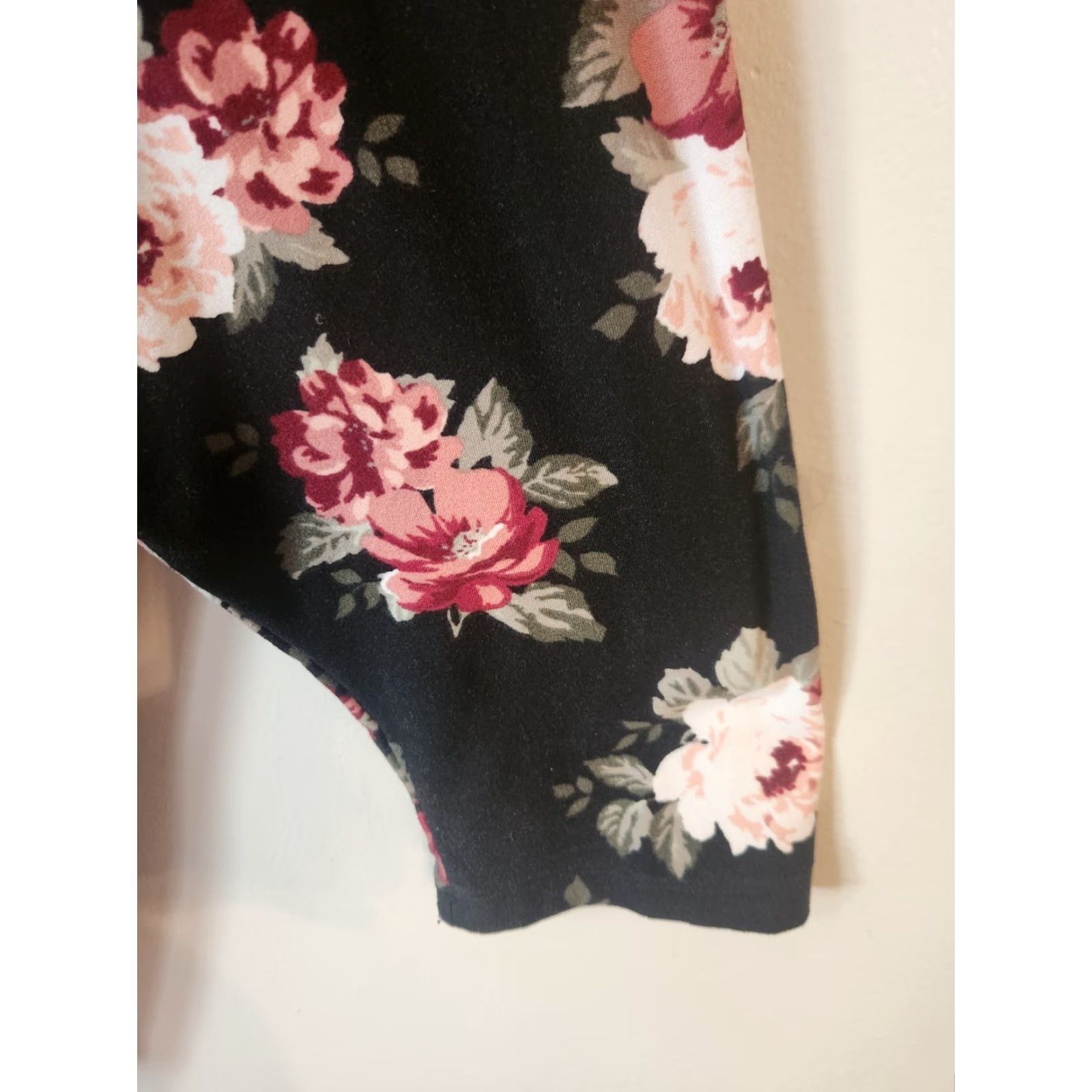 Vintage Bobbie Brooks Black Floral Print Keyhole Trim Casual Top Shirt 3X Plus Size XXL / US 16-18 / IT 52-54 - 4 Thumbnail