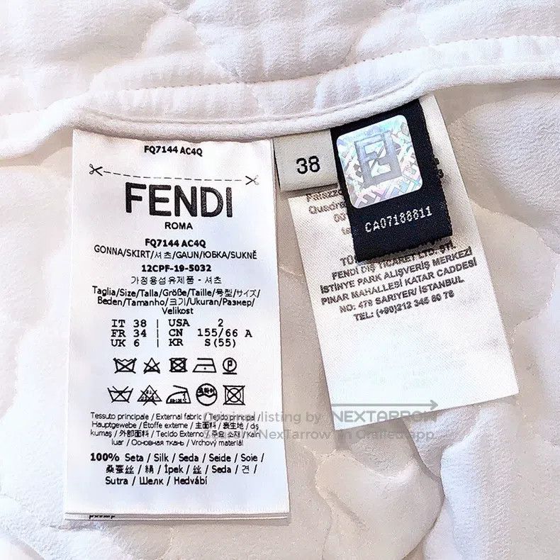 Fendi Fendi White quilted grid silk skirt Size 42" / US 20 - 8 Thumbnail
