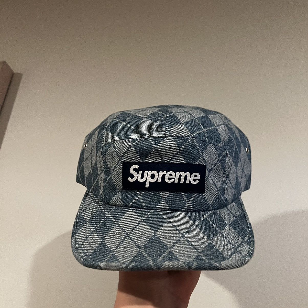 Supreme Supreme Denim Argyle Camp Cap Size ONE SIZE - 12 Thumbnail