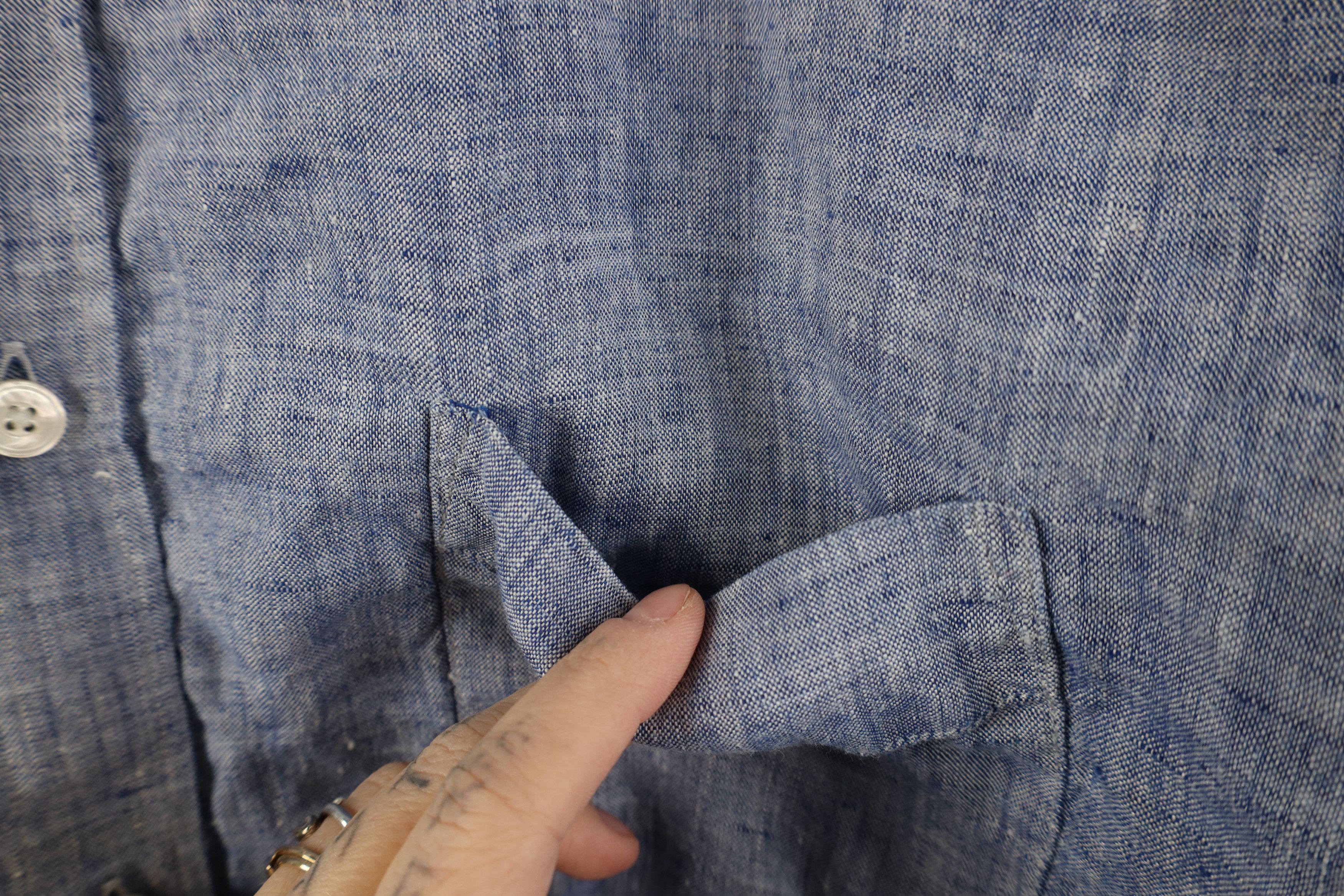 UNTUCKit Untuckit Chambray Linen Short Sleeve Collared Button Shirt Size US XL / EU 56 / 4 - 6 Thumbnail