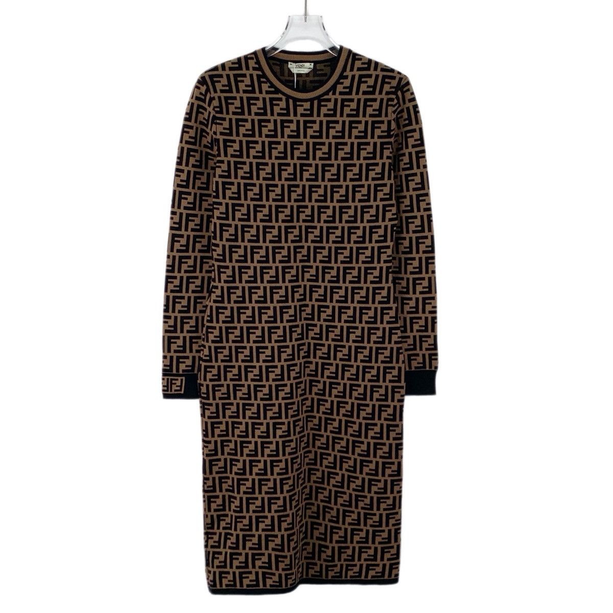 Fendi Fendi Dark Brown FF Monogram Long Sleeve Knit Dress K26WX Size M / US 6-8 / IT 42-44 - 1 Thumbnail