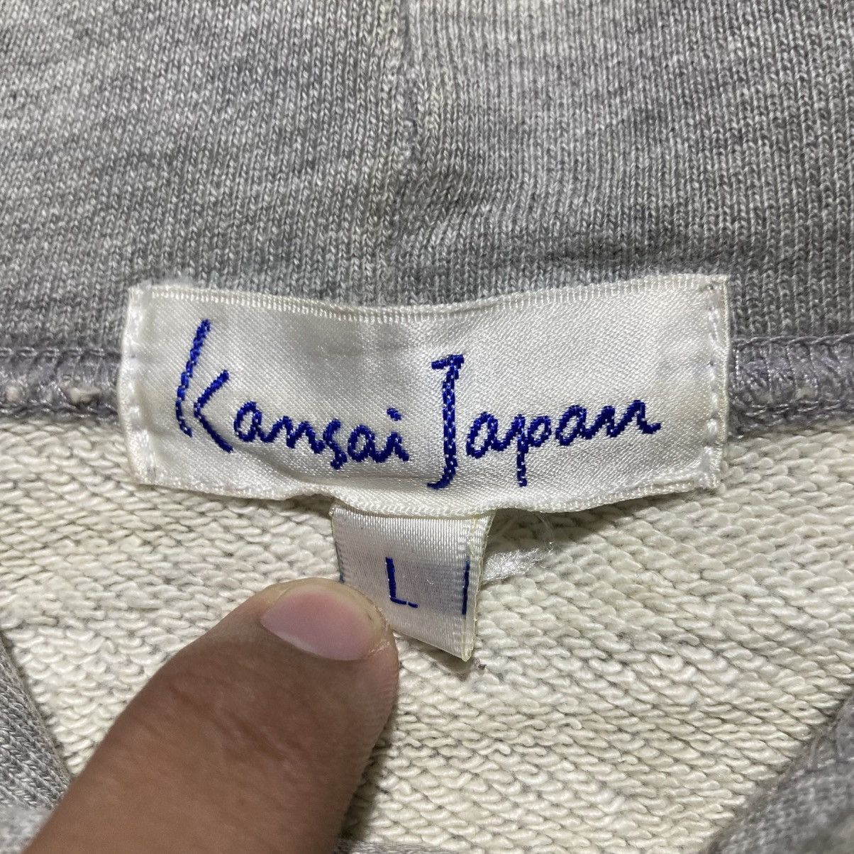 Kansai Yamamoto 🇯🇵 2000s Kansai Yamamoto Japan Big Logo Font Hoodie Grey Size US XL / EU 56 / 4 - 12 Thumbnail
