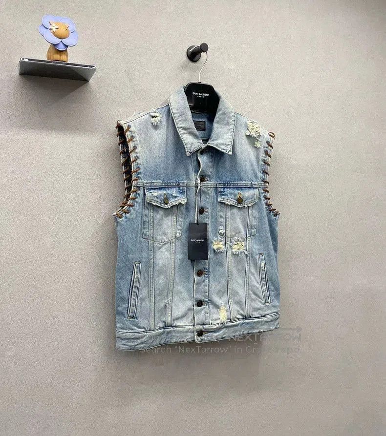 Saint Laurent Paris Saint Laurent Blue Denim Sleeveless Vest. Size US L / EU 52-54 / 3 - 3 Thumbnail