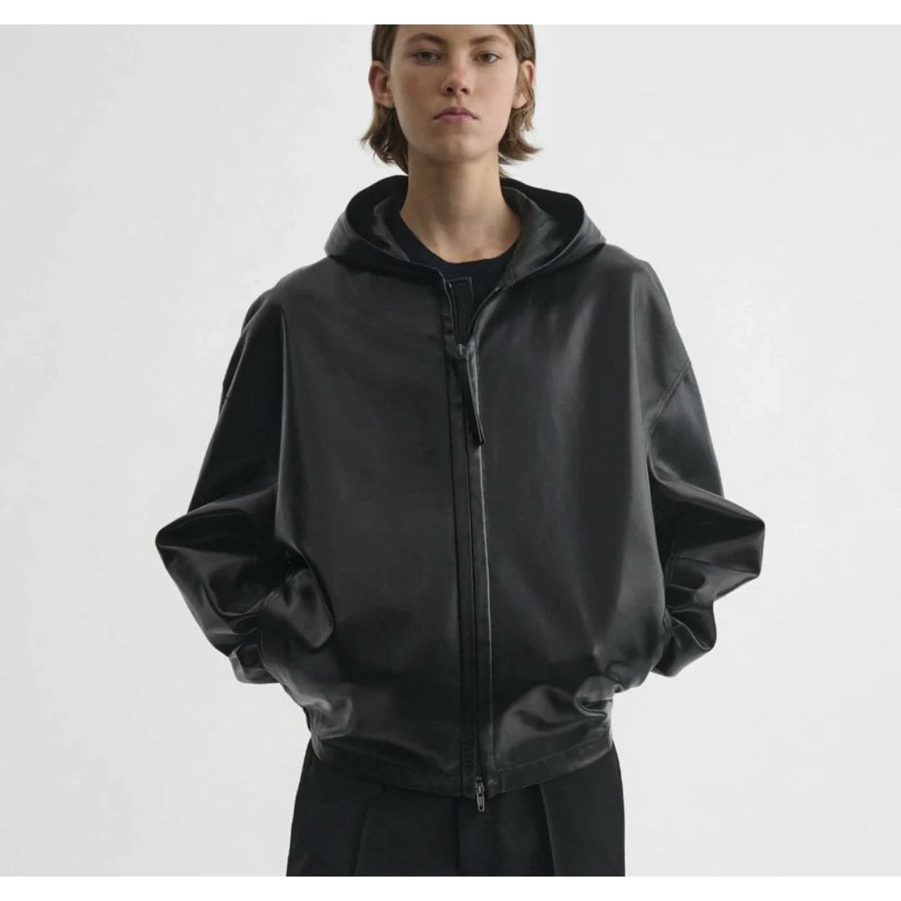 Celine CELINE BLACK LEATHER HOODED BOMBER Sz.42 Size M / US 6-8 / IT 42-44 - 4 Thumbnail